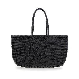 Shopper bag Bamboo Triple Jump with two handles and black leather for women