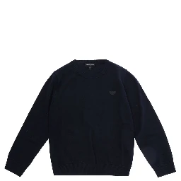 blue T-shirt with logo patch on the front in cotton for Boy