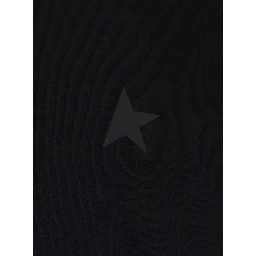 Crew Neck T-Shirt with Star Detail on the Front in Black Cotton for Men