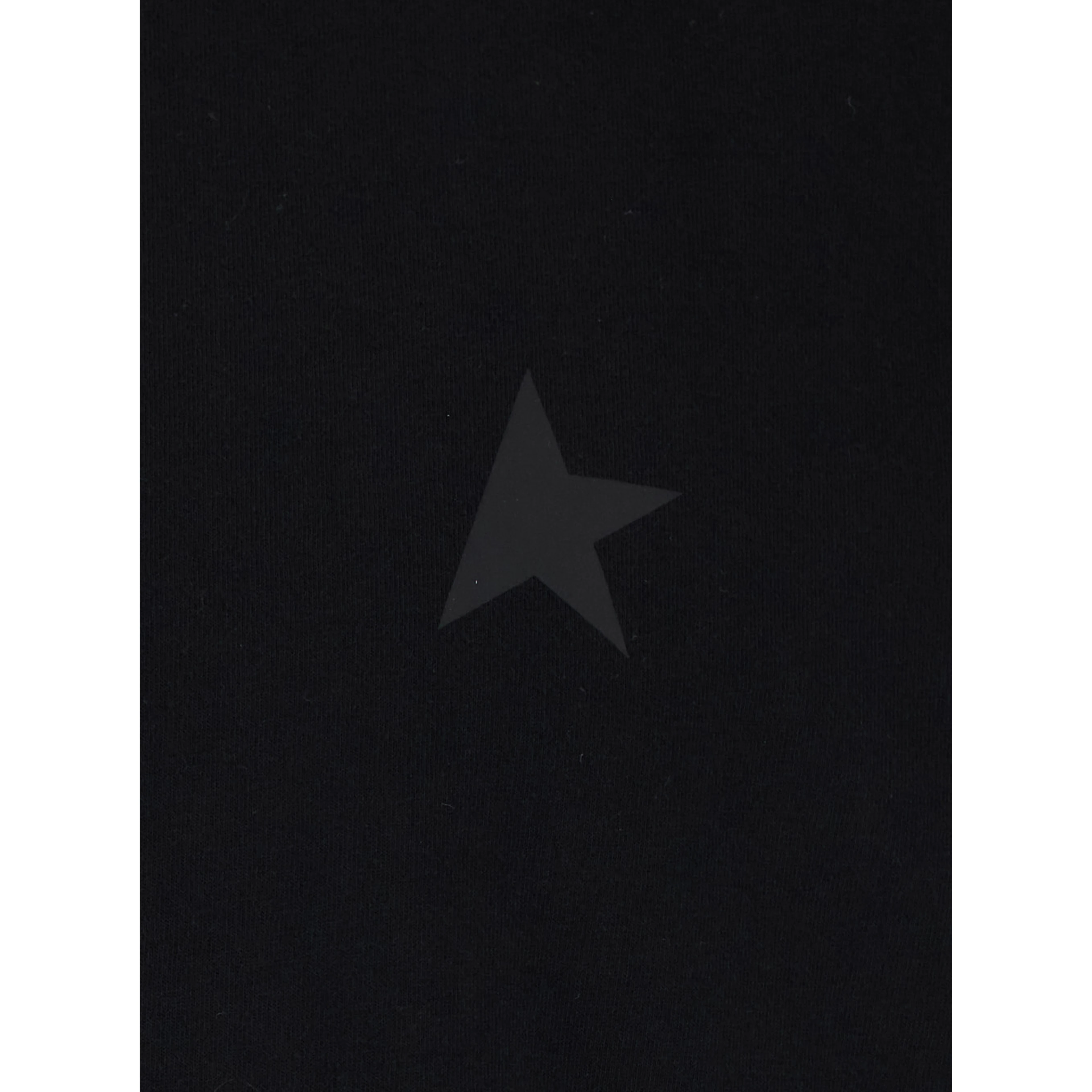 Crew Neck T-Shirt with Star Detail on the Front in Black Cotton for Men