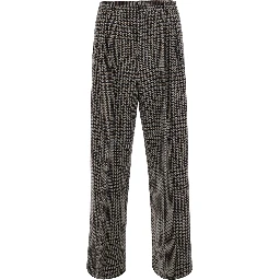 Gray Pants with Houndstooth Motif in Blend Wool for Men