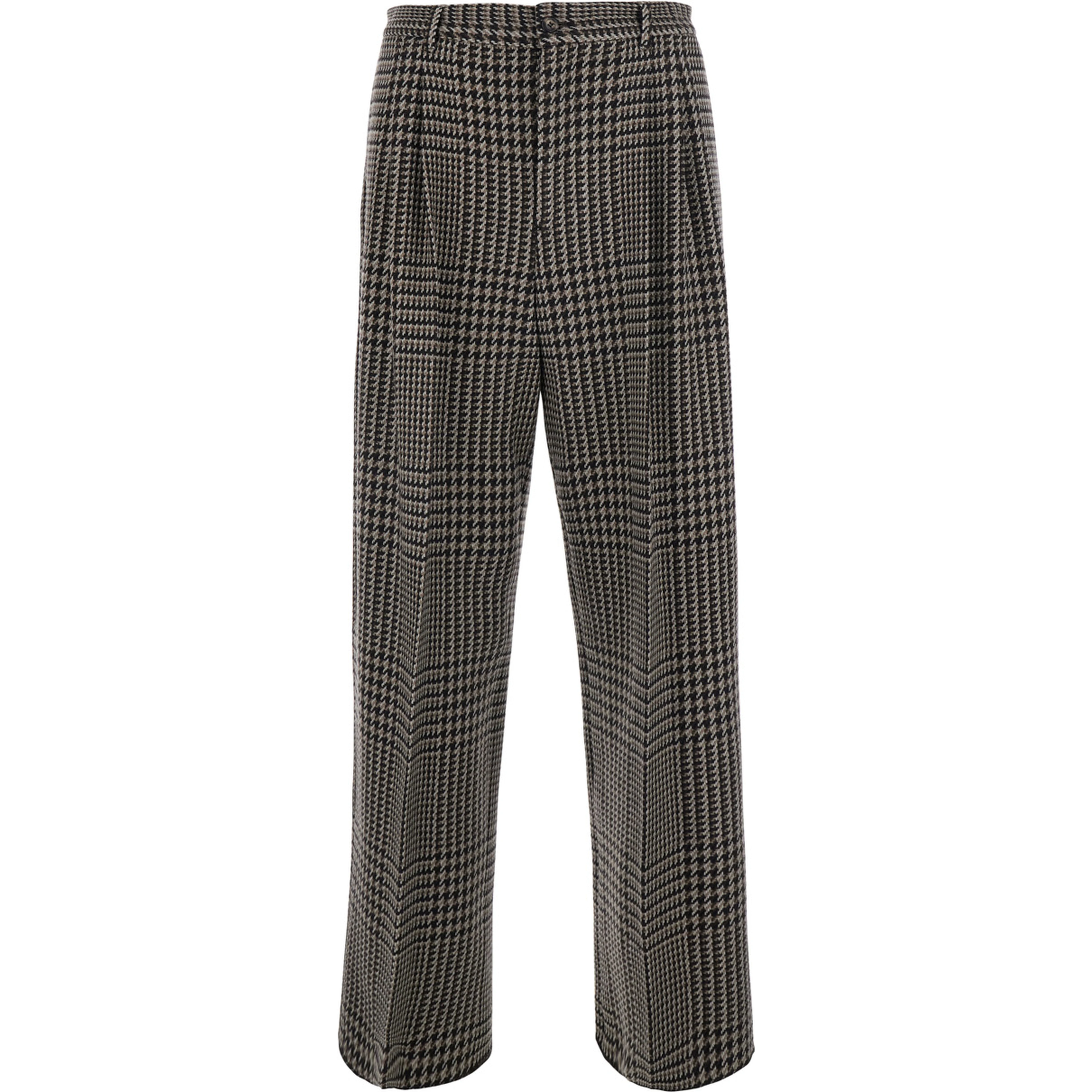 Gray Pants with Houndstooth Motif in Blend Wool for Men