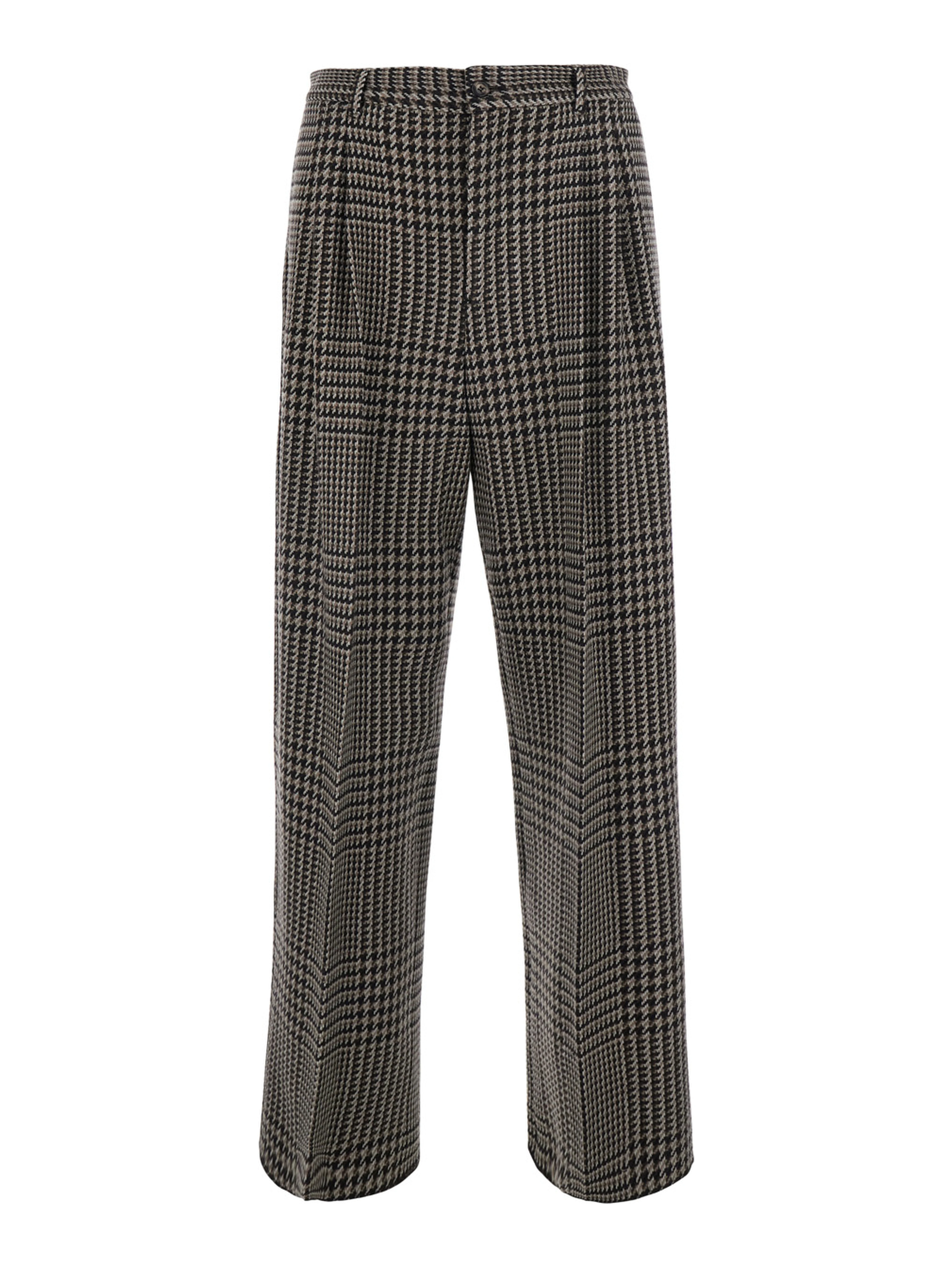 Gray Pants with Houndstooth Motif in Blend Wool for Men