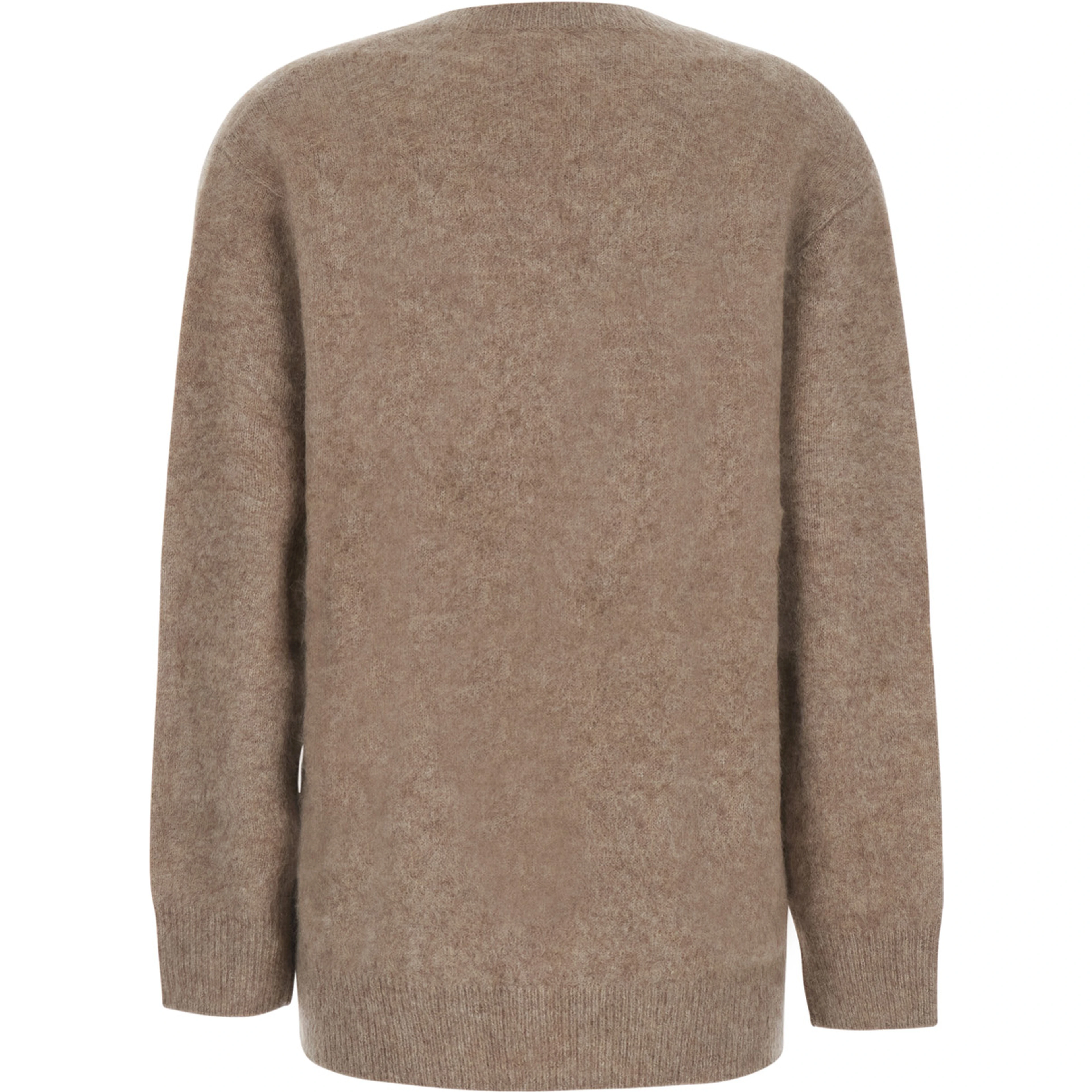 Beige V-Neck Sweater with Long Sleeves in wool for Women