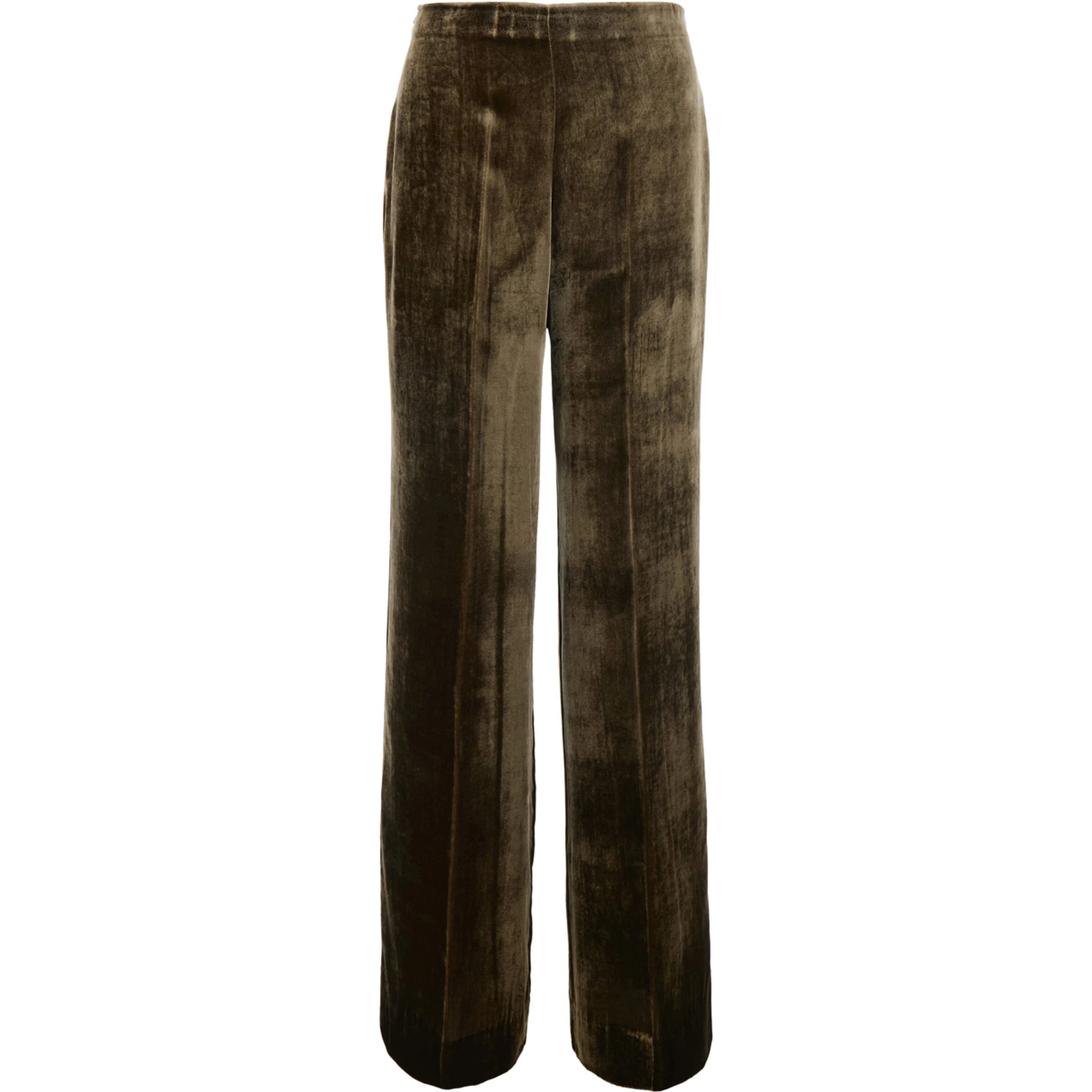 Brown Oversized pants with side zip closure in velvet for women