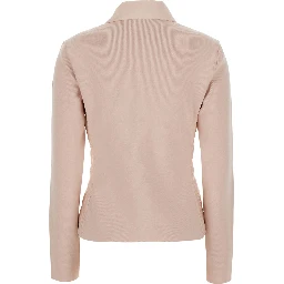 Pink Cardigan with quilted design on the front and logo patch on the sleeve in Tech Fabric for women