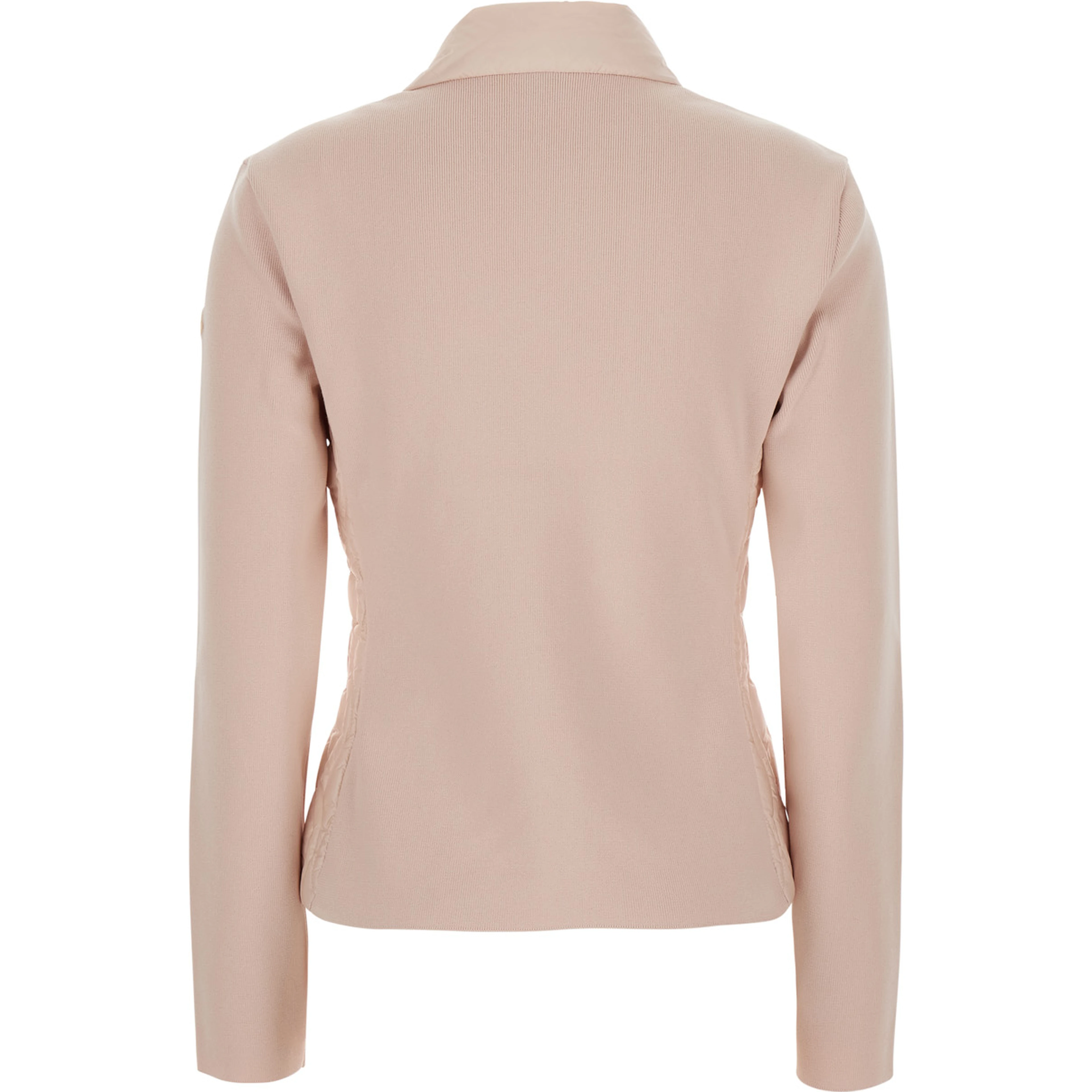 Pink Cardigan with quilted design on the front and logo patch on the sleeve in Tech Fabric for women