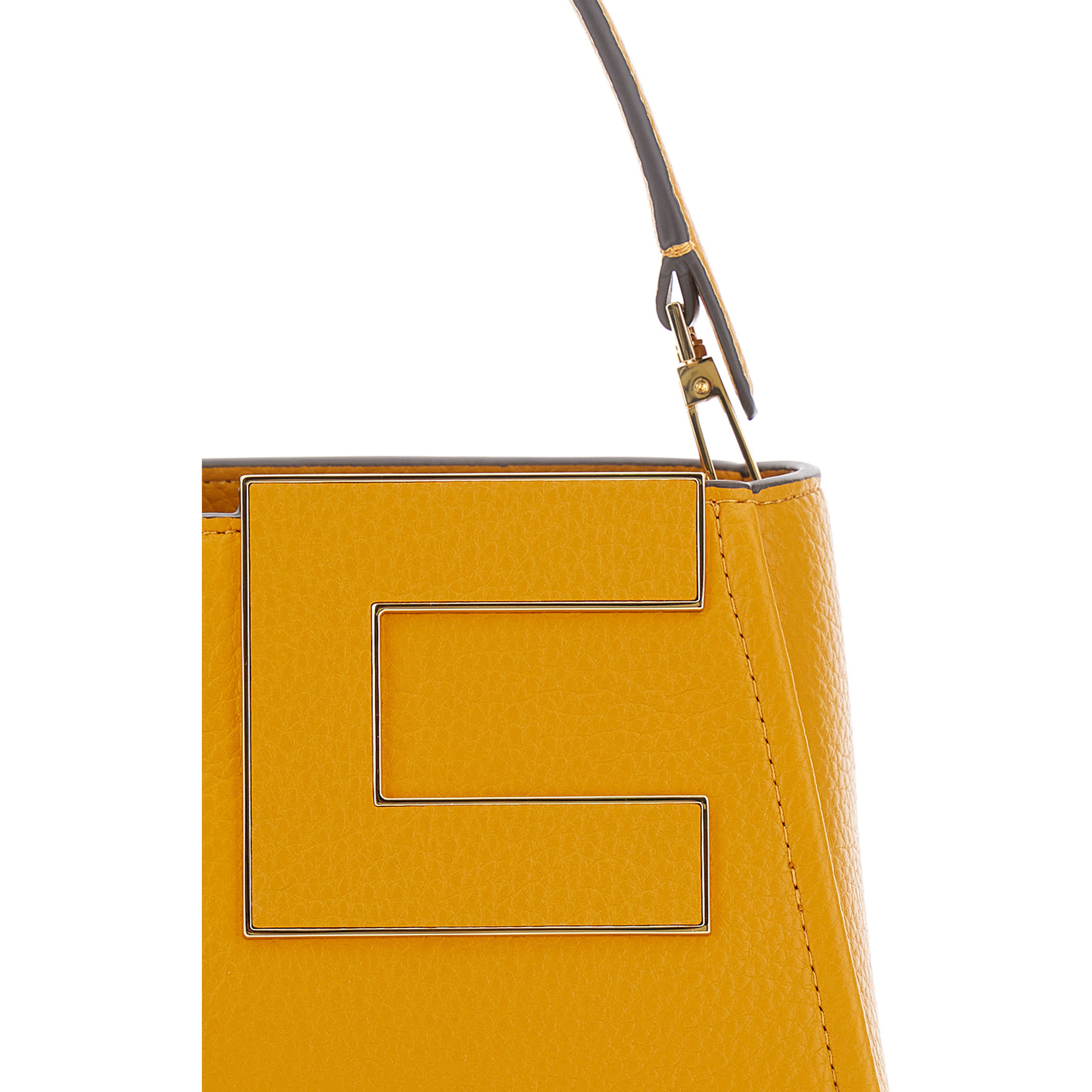 Brown Handbag with Logo on the Front and adjustable and removable strap in Ecoleather for women