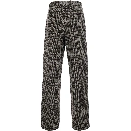 Gray Pants with Houndstooth Motif in Blend Wool for Men