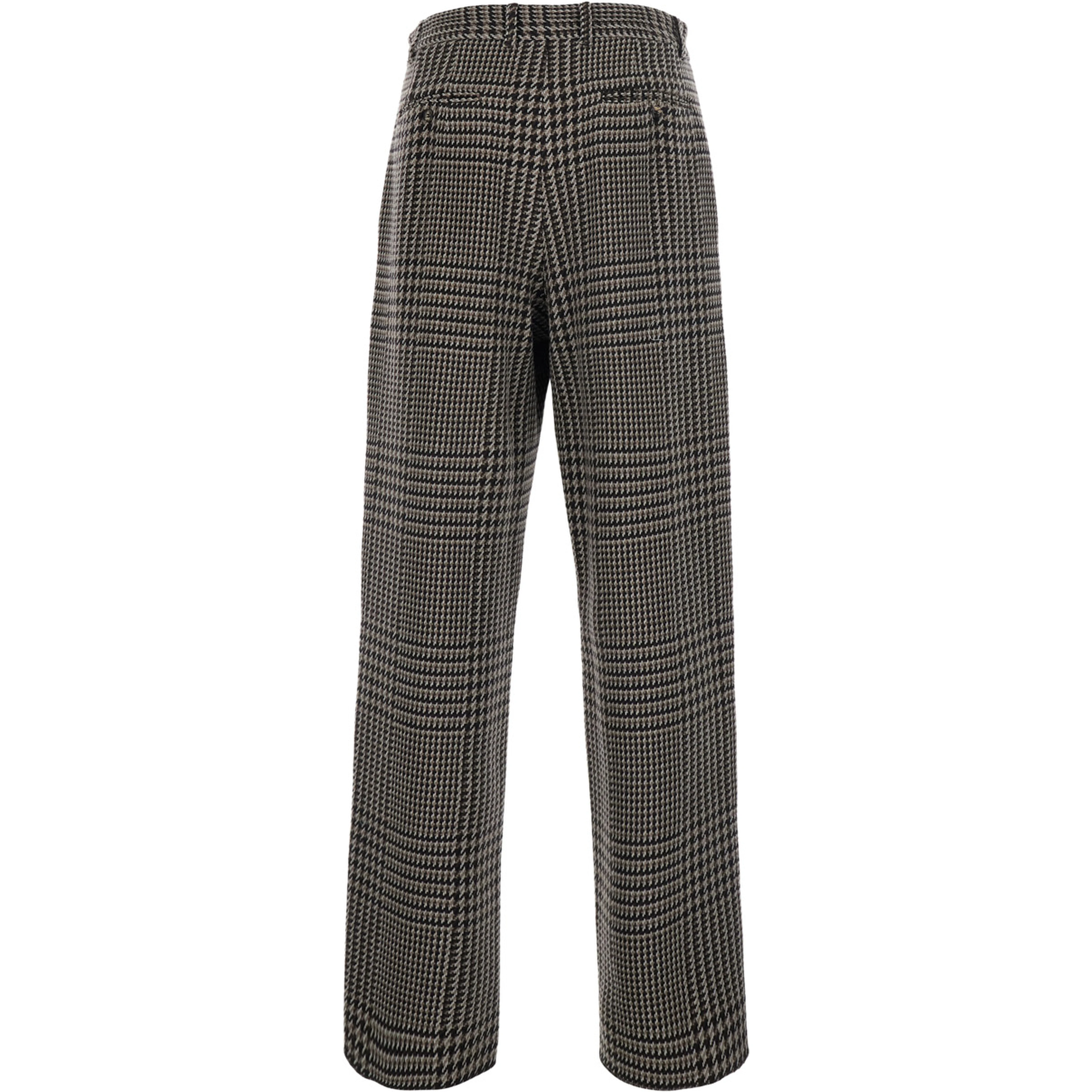 Gray Pants with Houndstooth Motif in Blend Wool for Men