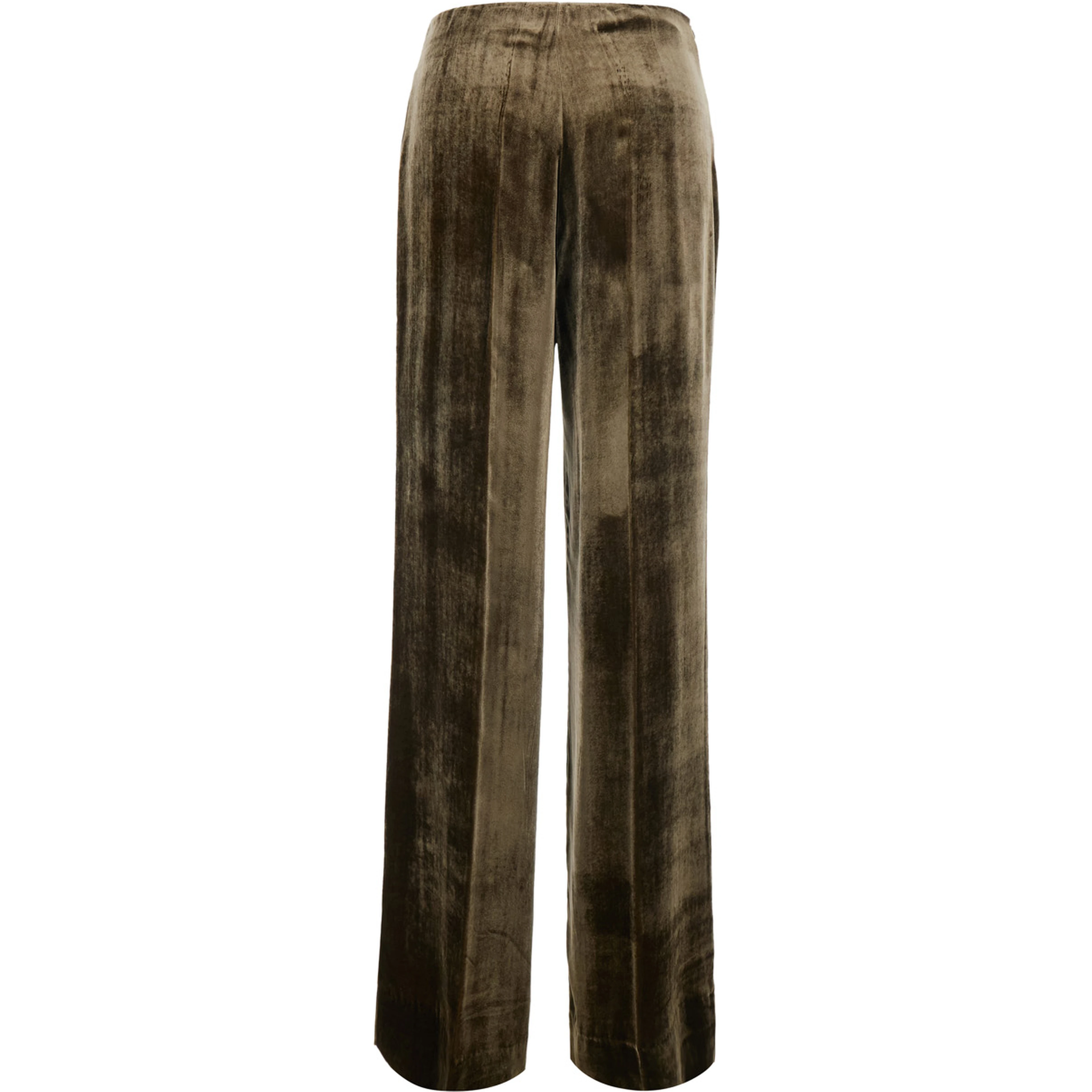 Brown Oversized pants with side zip closure in velvet for women