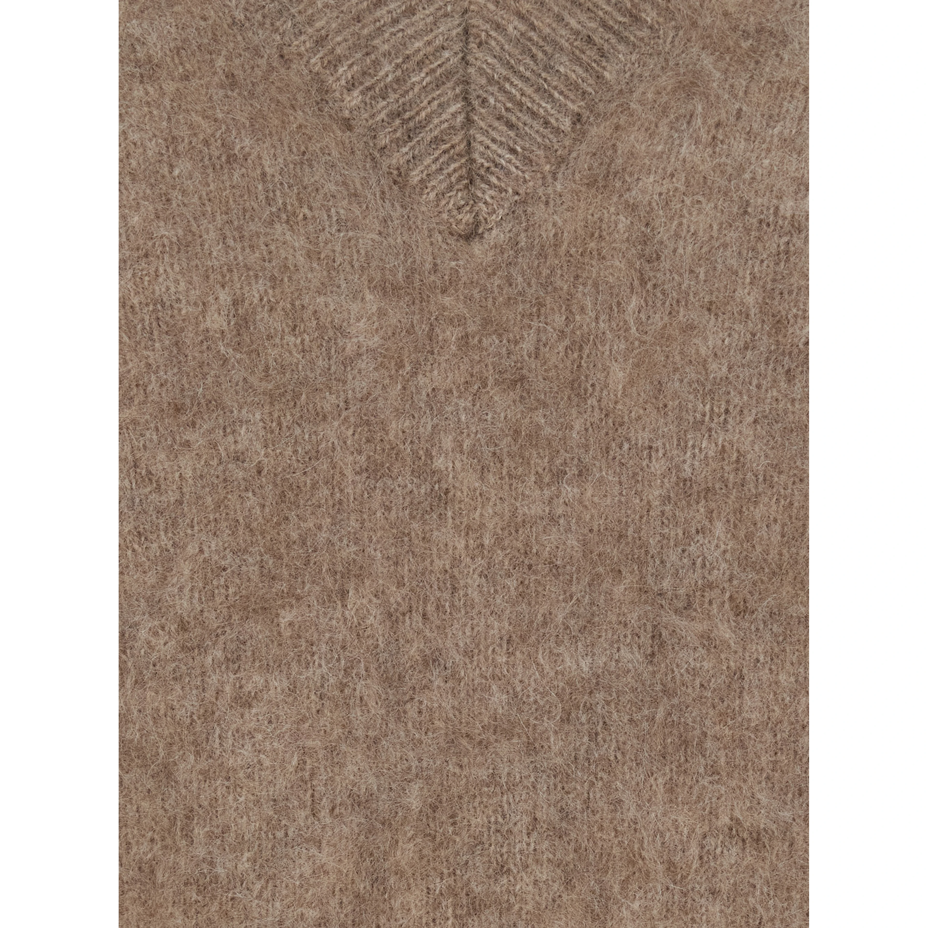 Beige V-Neck Sweater with Long Sleeves in wool for Women