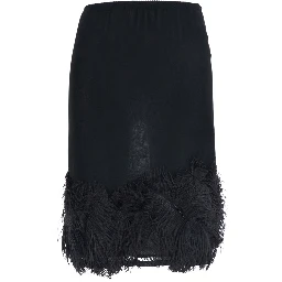 Black Skirt with feather details in tech fabric for women
