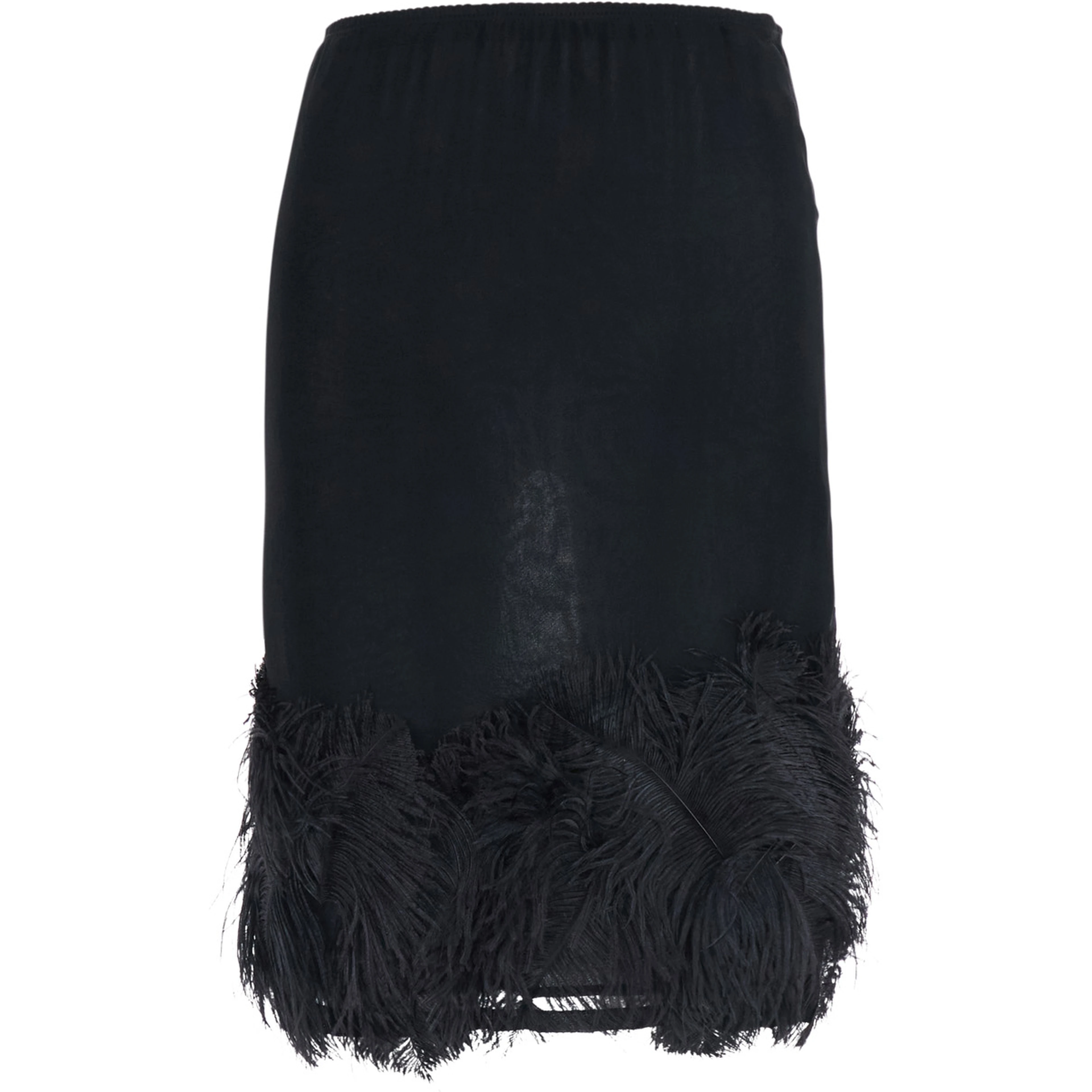 Black Skirt with feather details in tech fabric for women