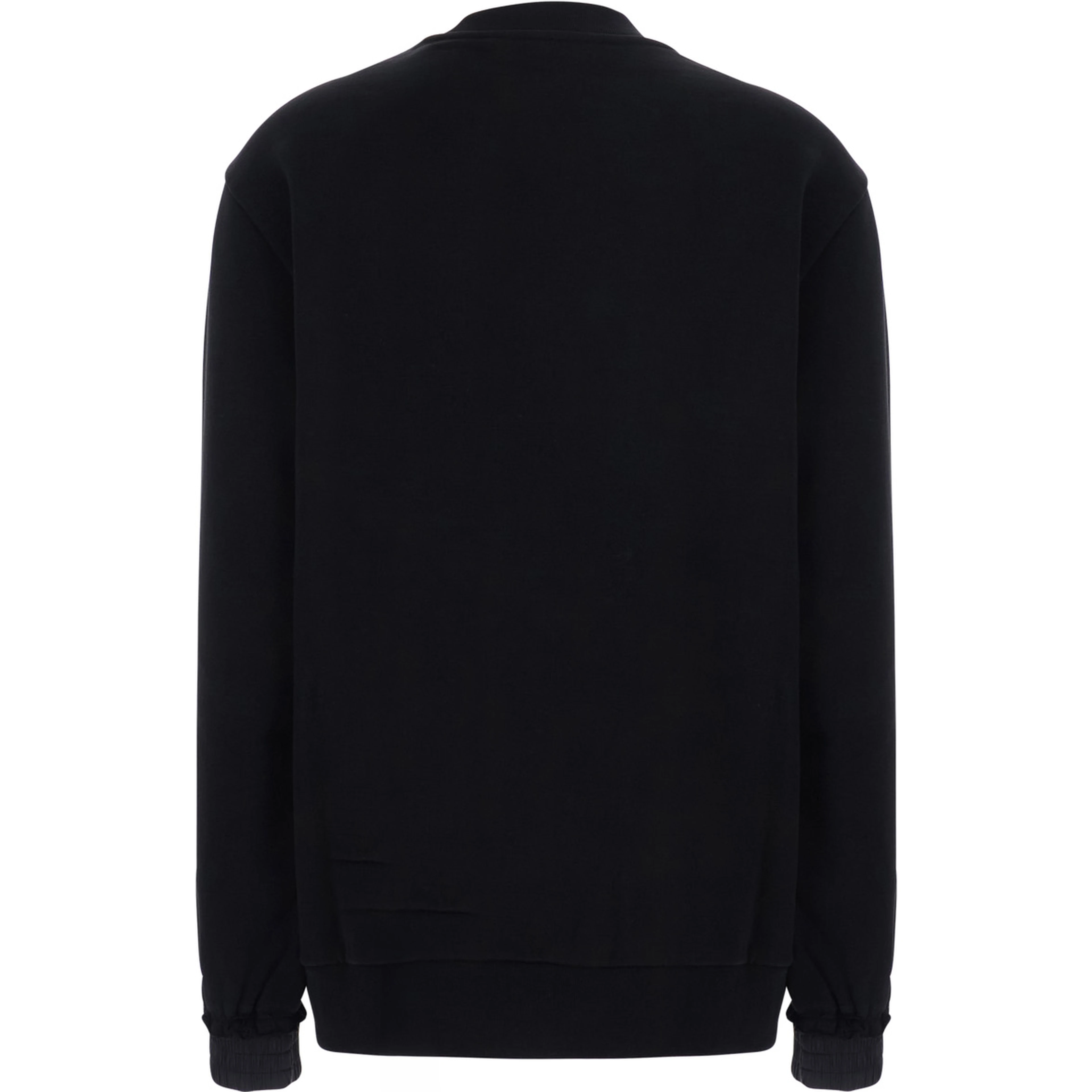 Black Crewneck sweatshirt with logo lettering and logo patch on the sleeve in cotton for women