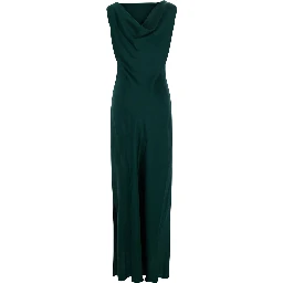 Mara Green Long dress with Off-shoulder design in satin for women