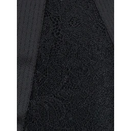 Black pencil skirt with lace embroidery and back closure in fabric for women
