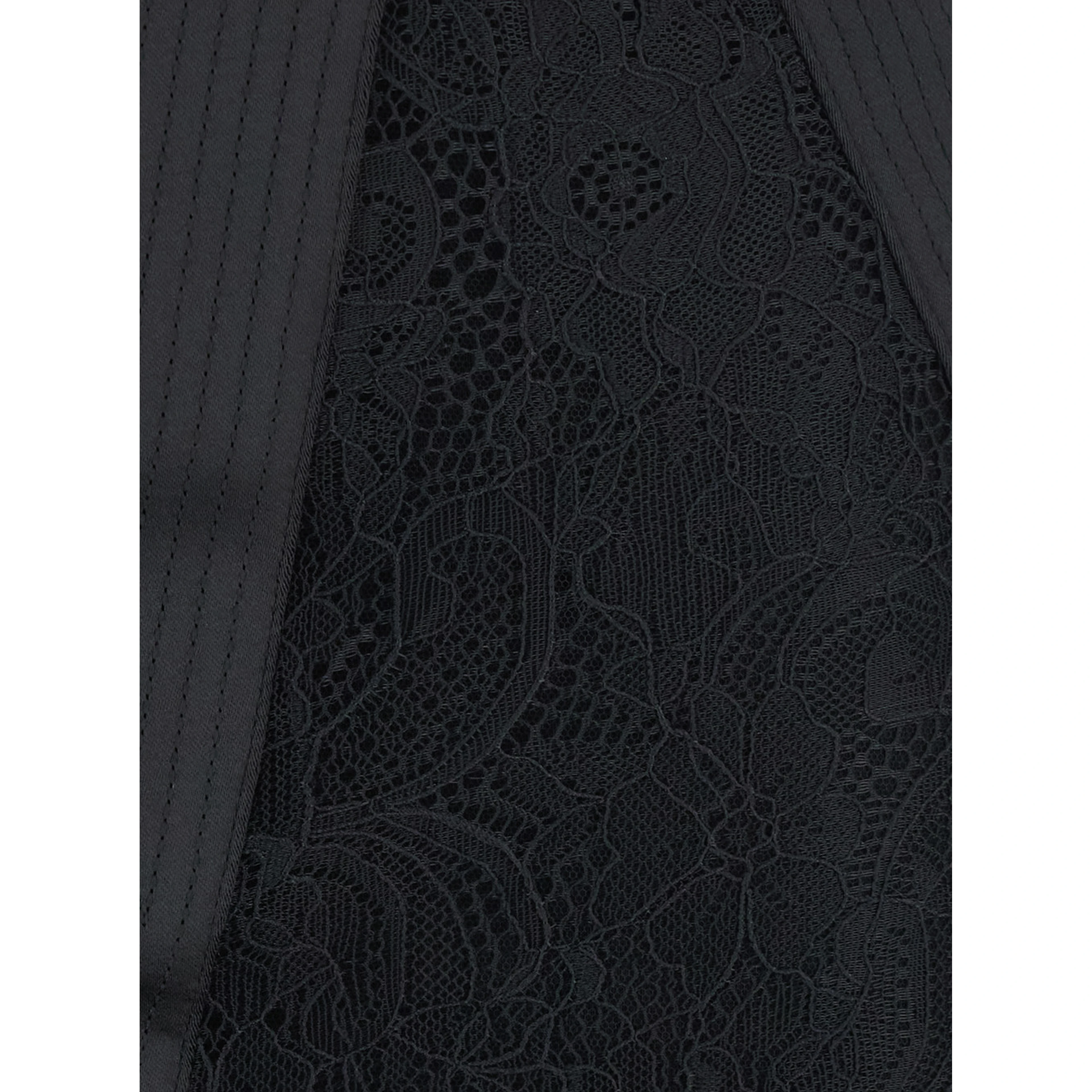 Black pencil skirt with lace embroidery and back closure in fabric for women