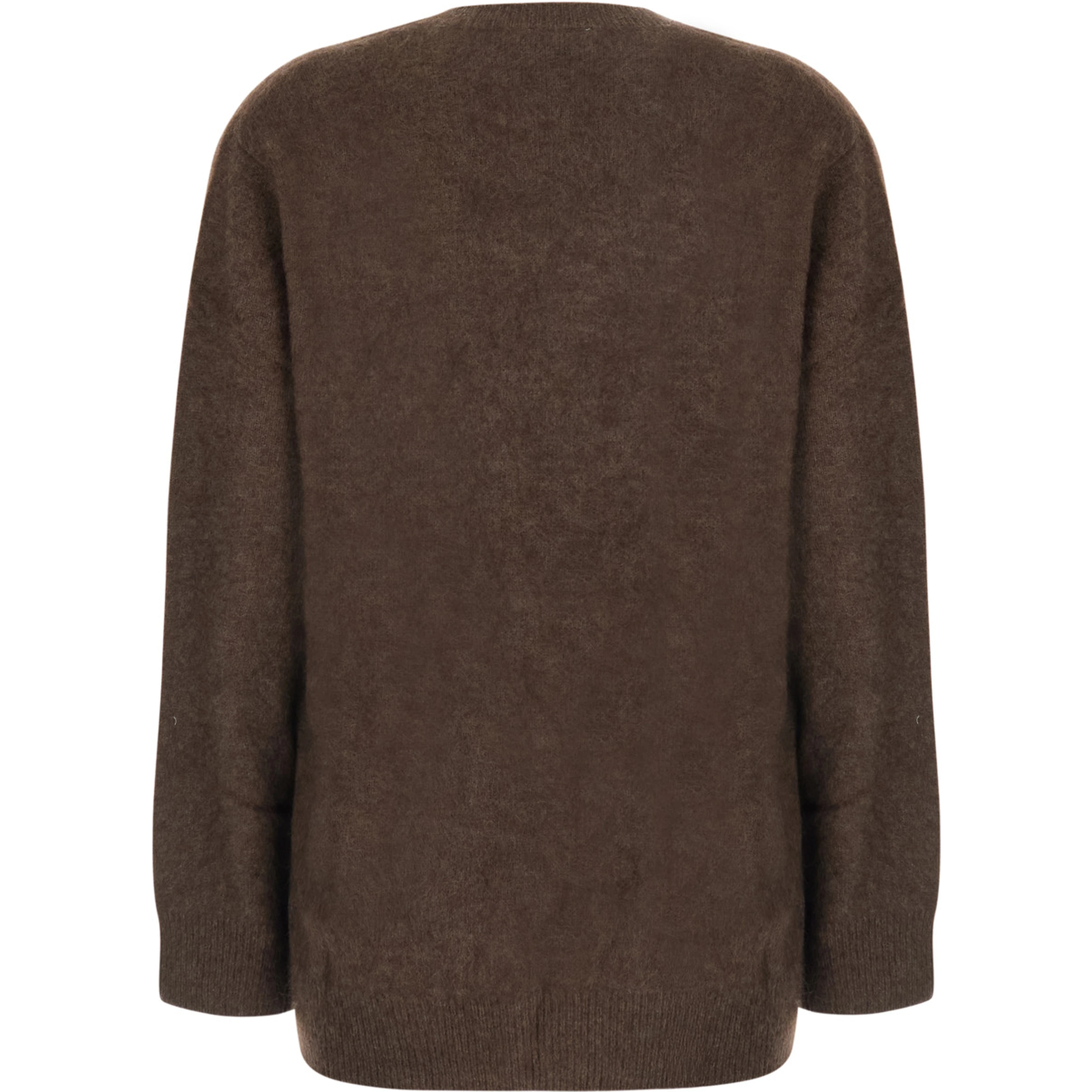 Brown V-Neck Sweater with Long Sleeves in wool for Women