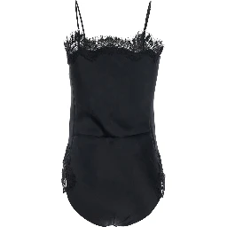black Top with Spaghetti straps and lace details in fabric for women