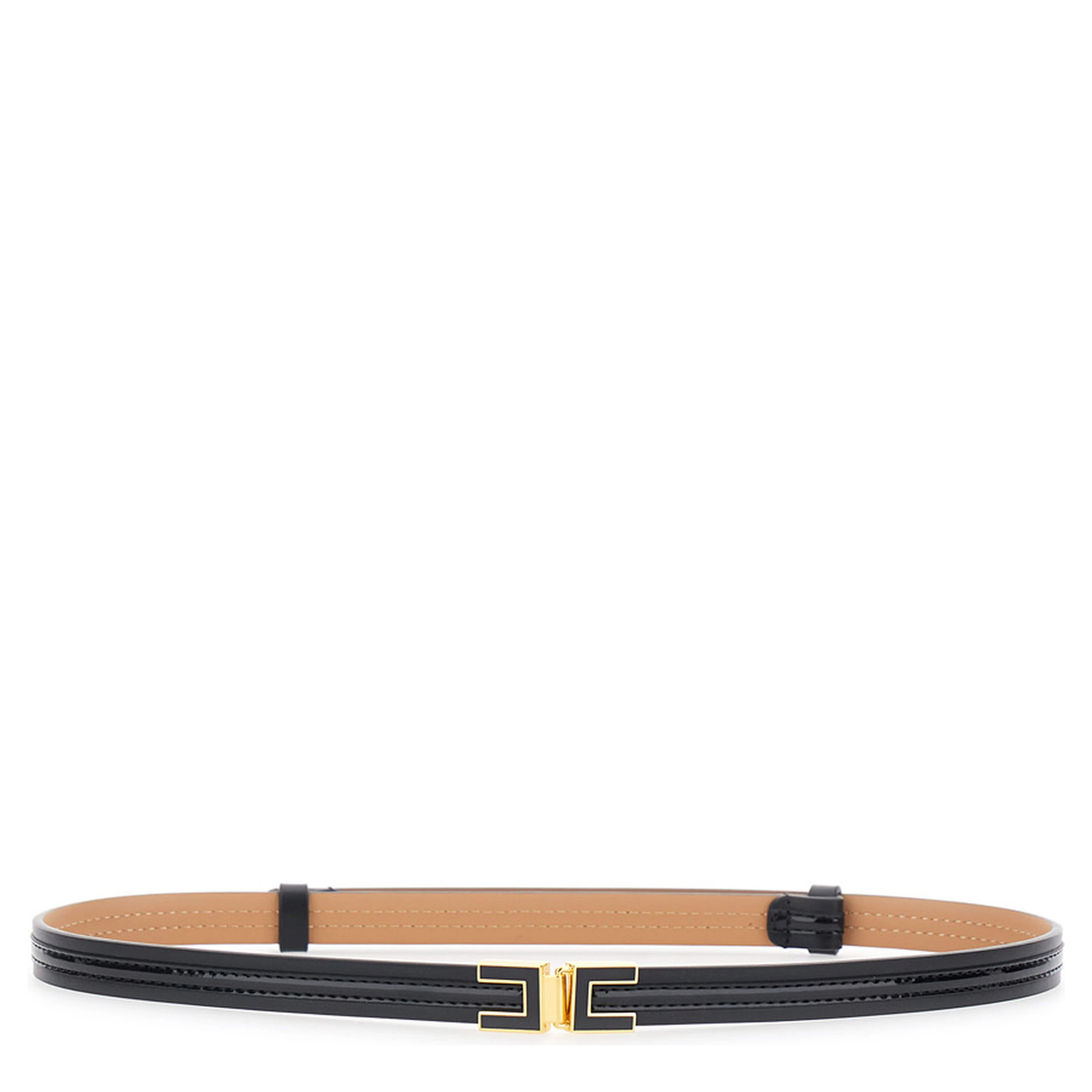 black Belt with logo buckle in eco leather for women