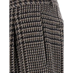 Gray Pants with Houndstooth Motif in Blend Wool for Men