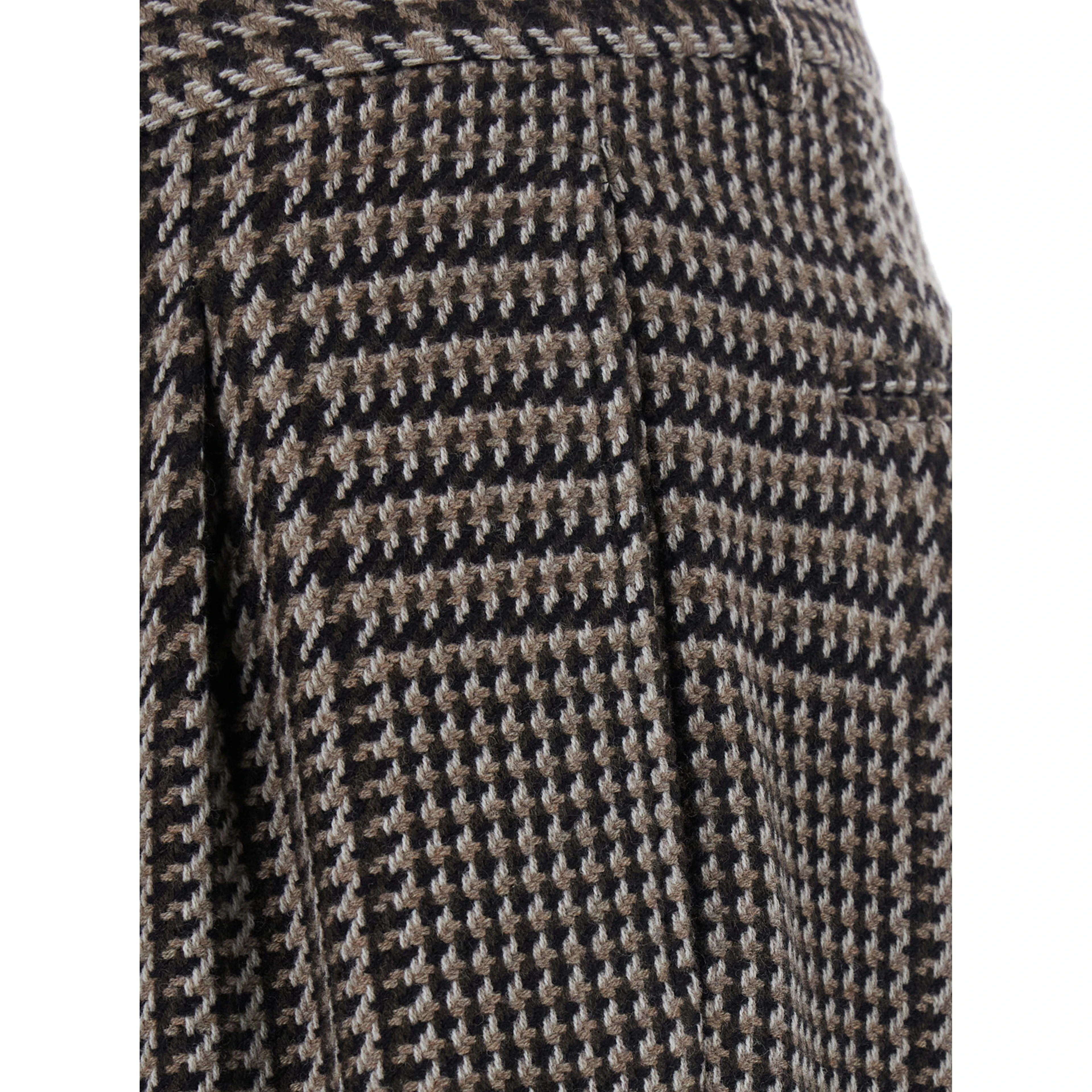 Gray Pants with Houndstooth Motif in Blend Wool for Men