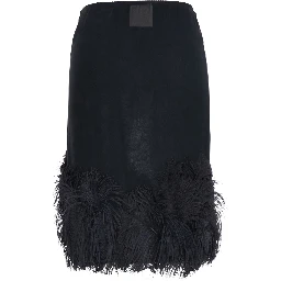 Black Skirt with feather details in tech fabric for women