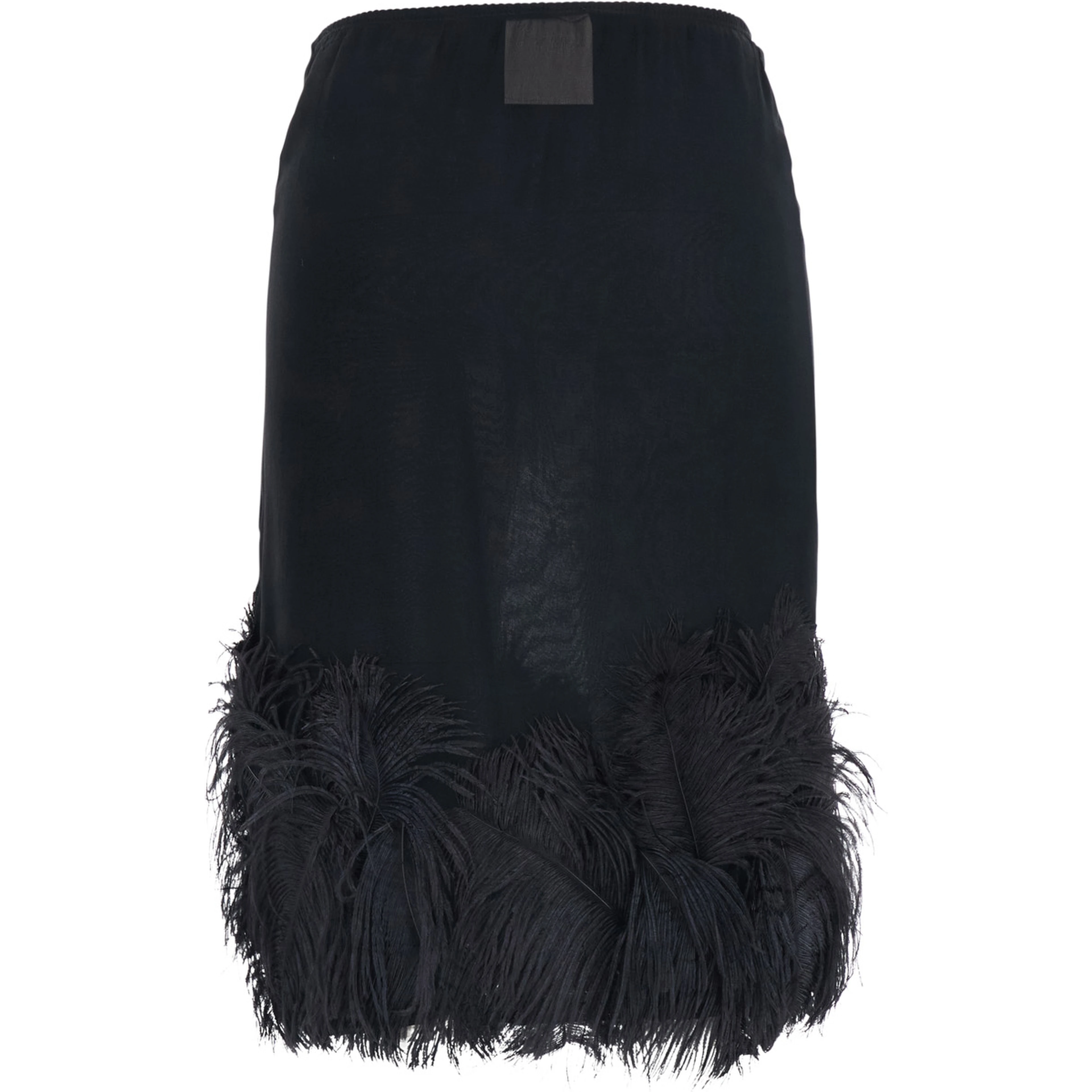 Black Skirt with feather details in tech fabric for women