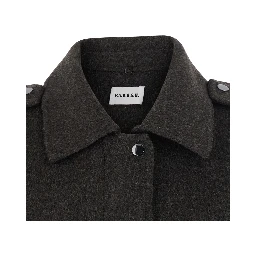 Brown Jacket with removable fur collar in wool for women