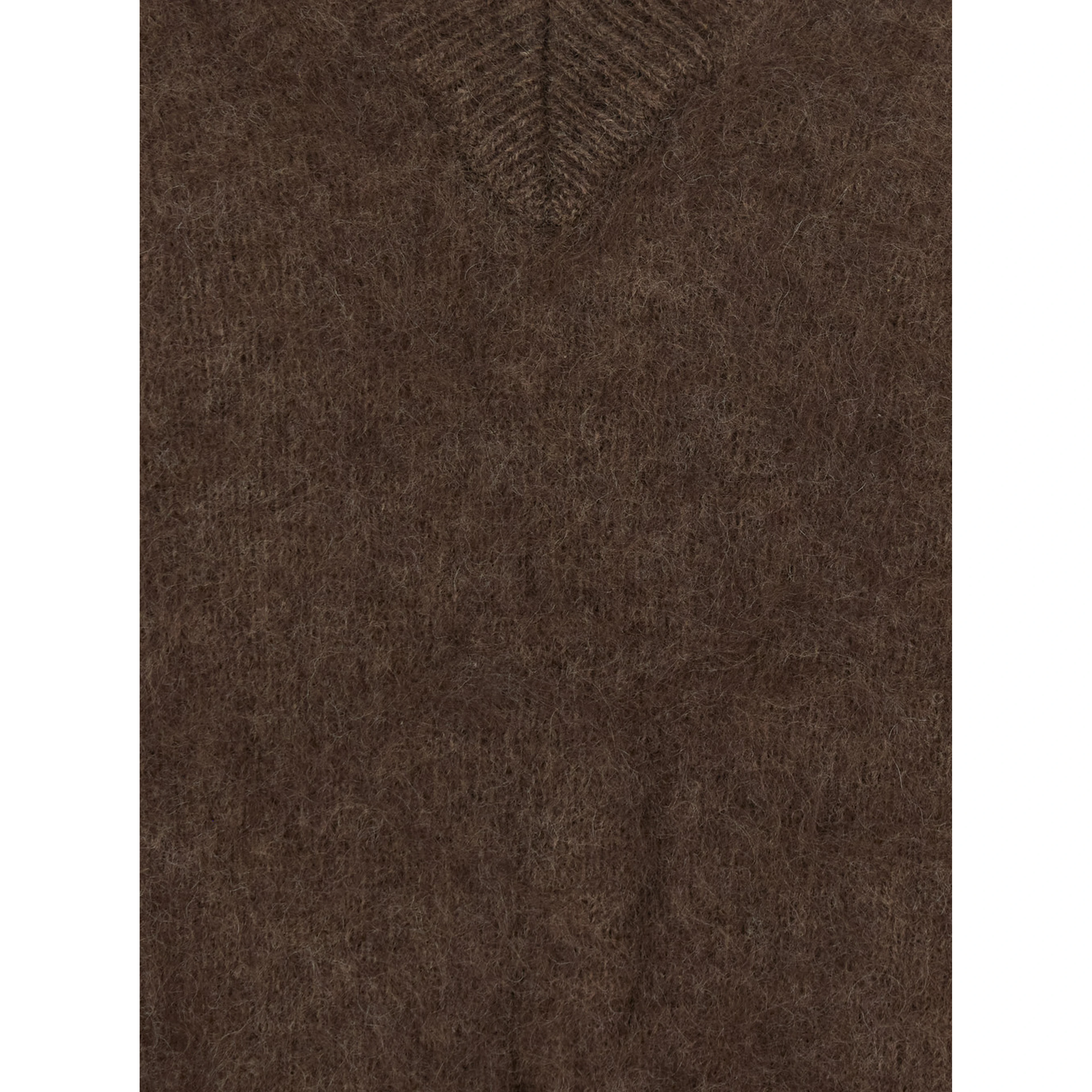 Brown V-Neck Sweater with Long Sleeves in wool for Women