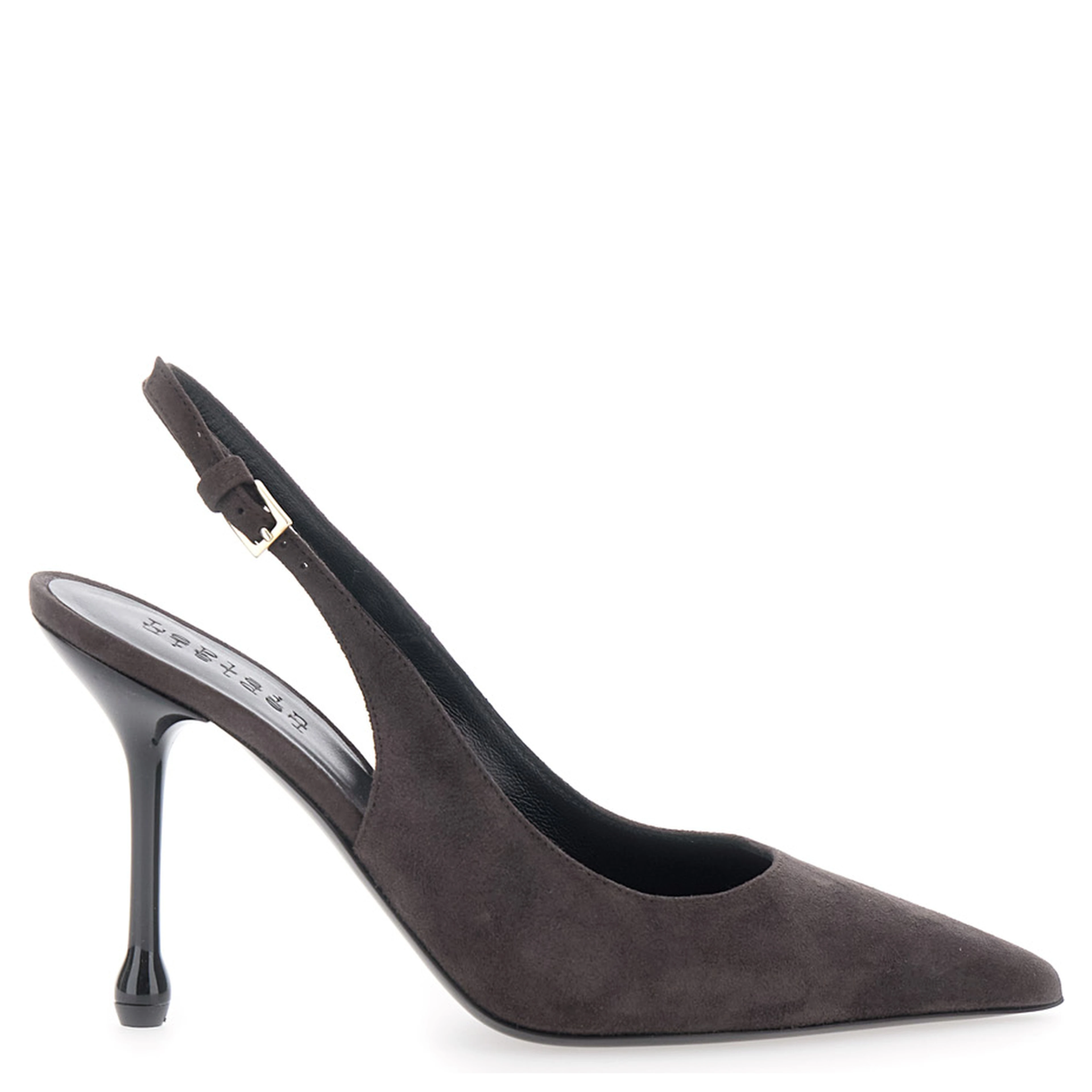 Pointed Toe Heels with Adjustable Strap in Brown Suede for Women