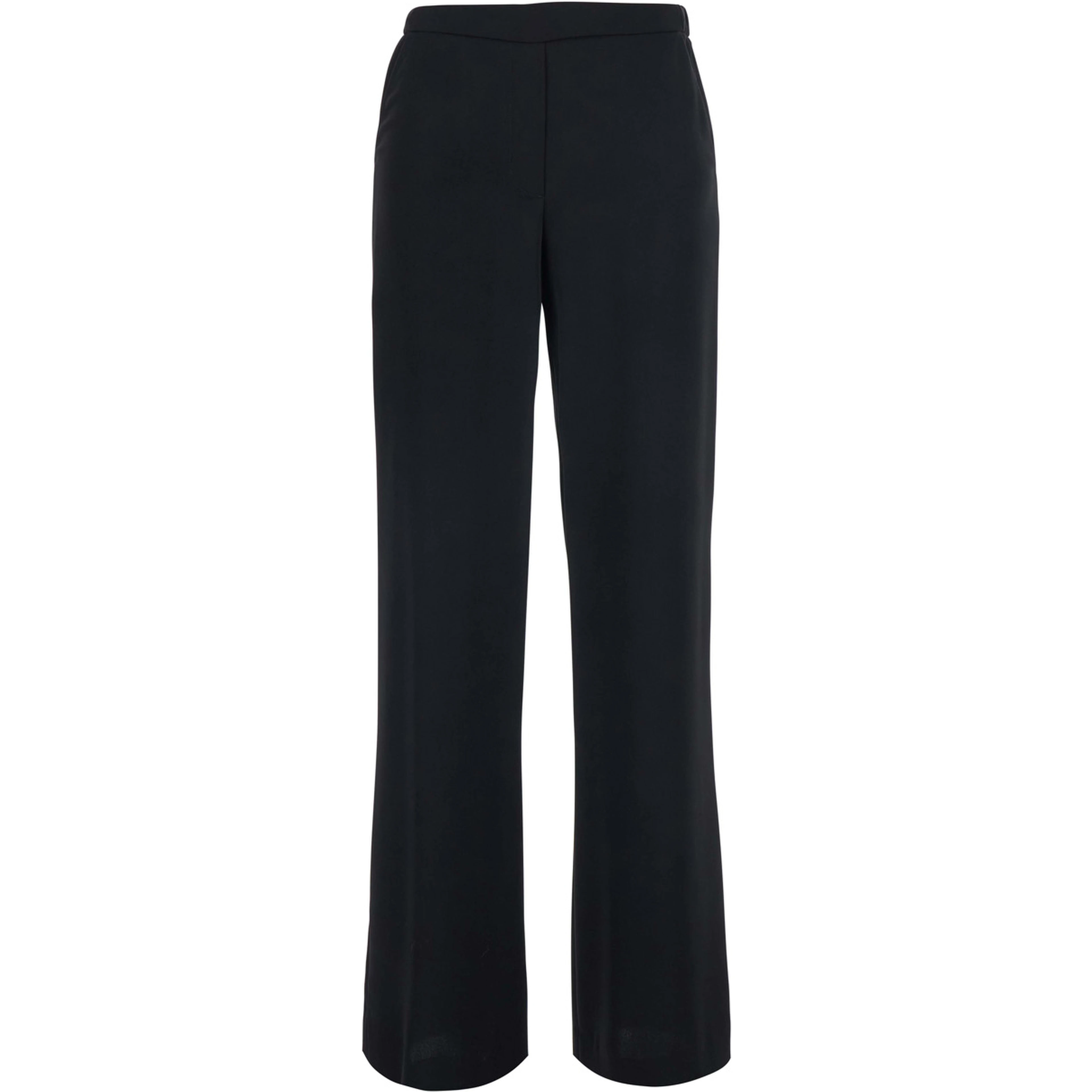Black Pants with Elastic Waist and Wide Leg in Fabric for Women