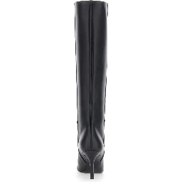 Black Knee-high heeled  boots in leather for women