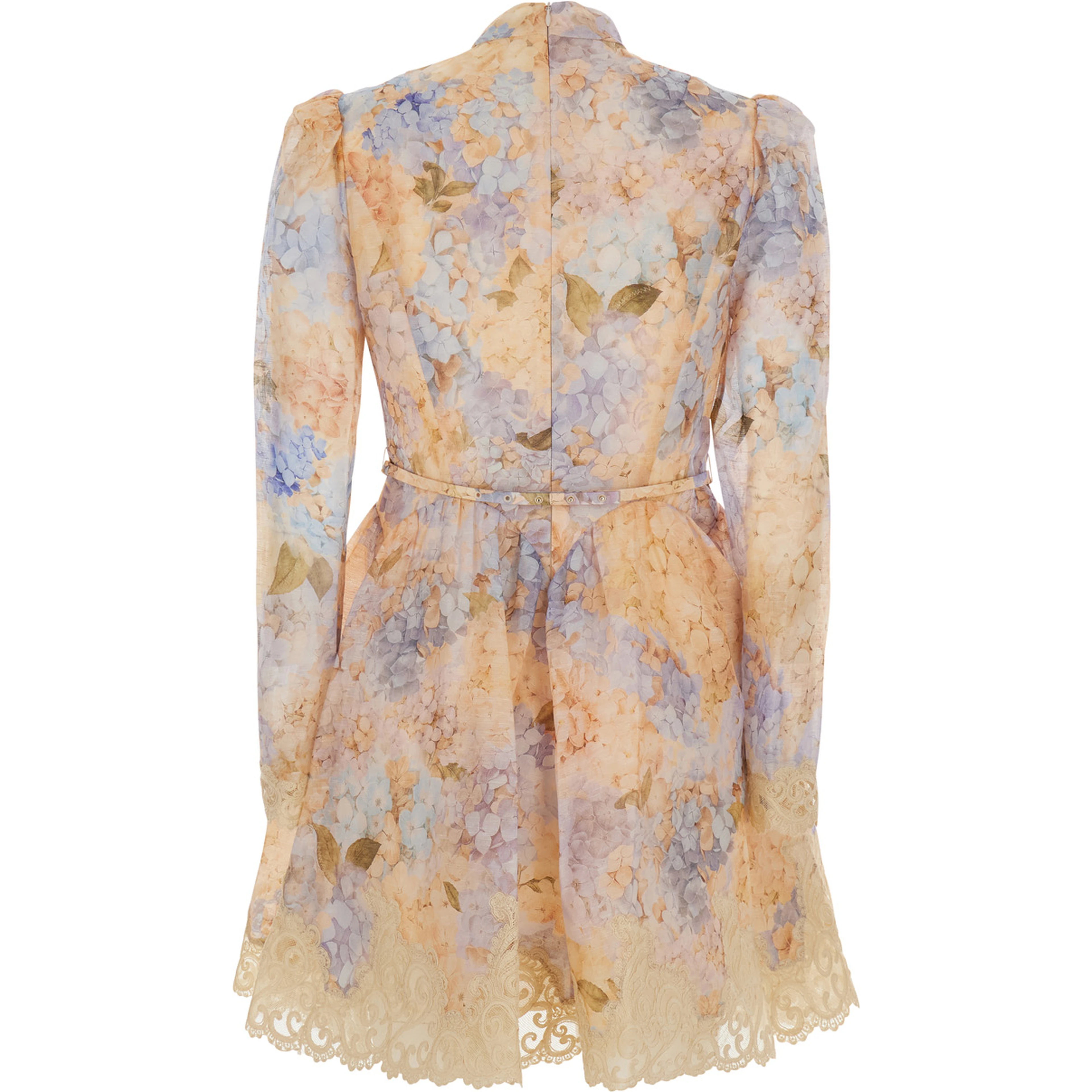 Valiant multicolor Dress with high neck and all-over floral print in linen and silk Blend for women