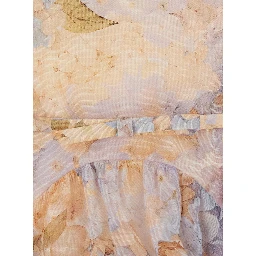 Valiant multicolor Dress with high neck and all-over floral print in linen and silk Blend for women