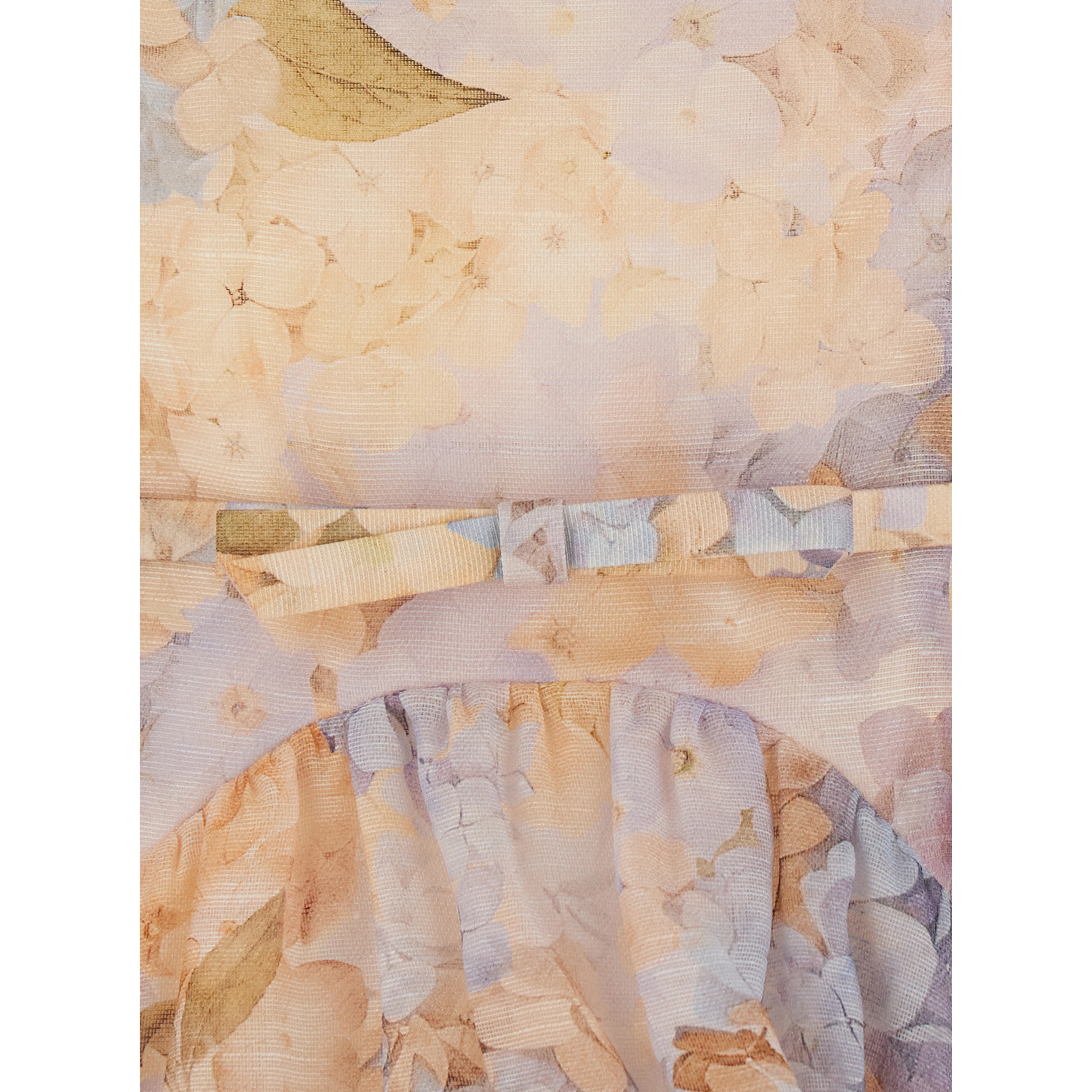 Valiant multicolor Dress with high neck and all-over floral print in linen and silk Blend for women