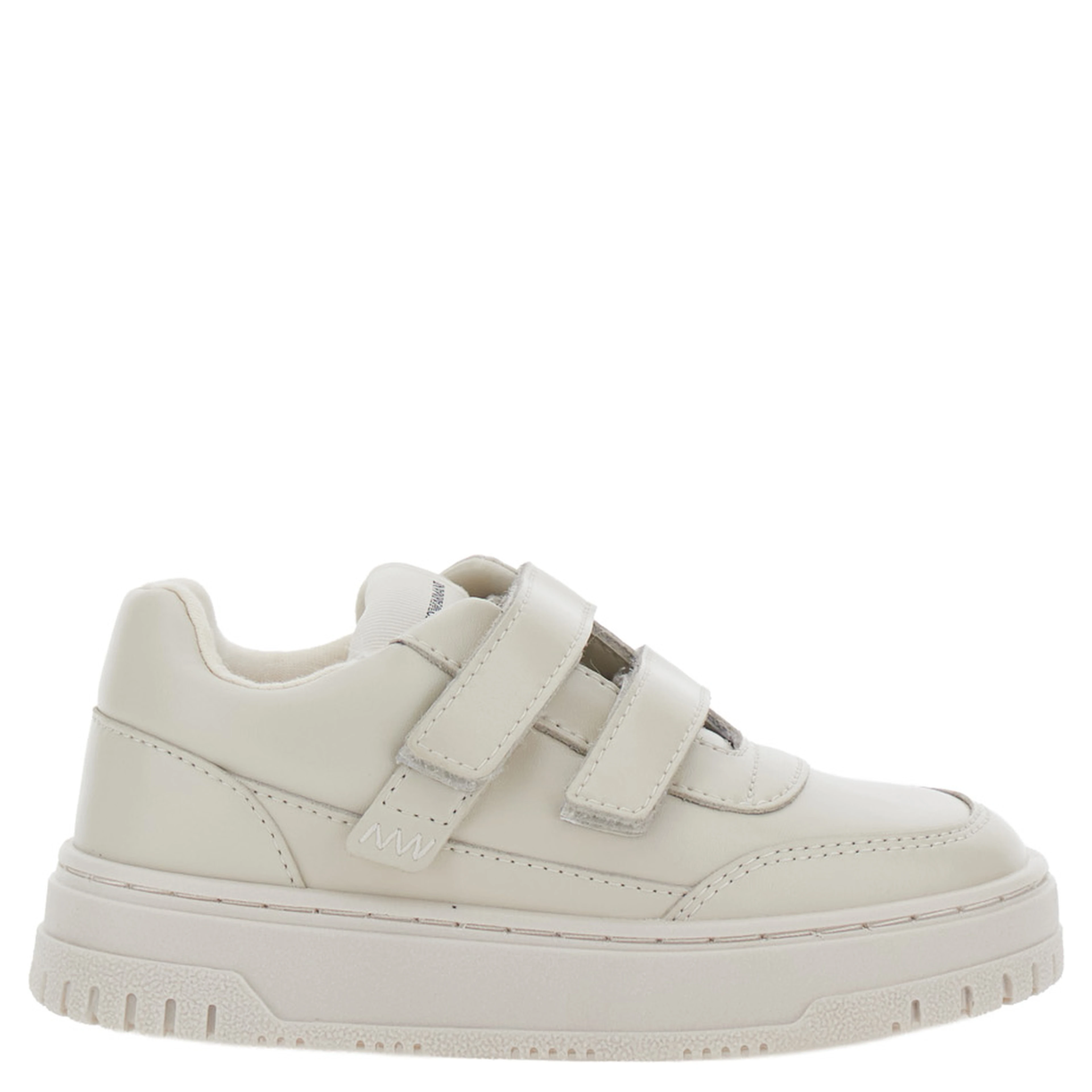 Beige Low Top Sneakers with Logo Patch on the Tongue in Leather Boy