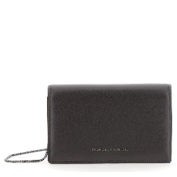 brown wallet with front logo lettering in leather Women