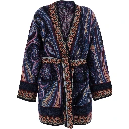 Multicolor Cardigan with V-neck and all-over print in Blend wool for women
