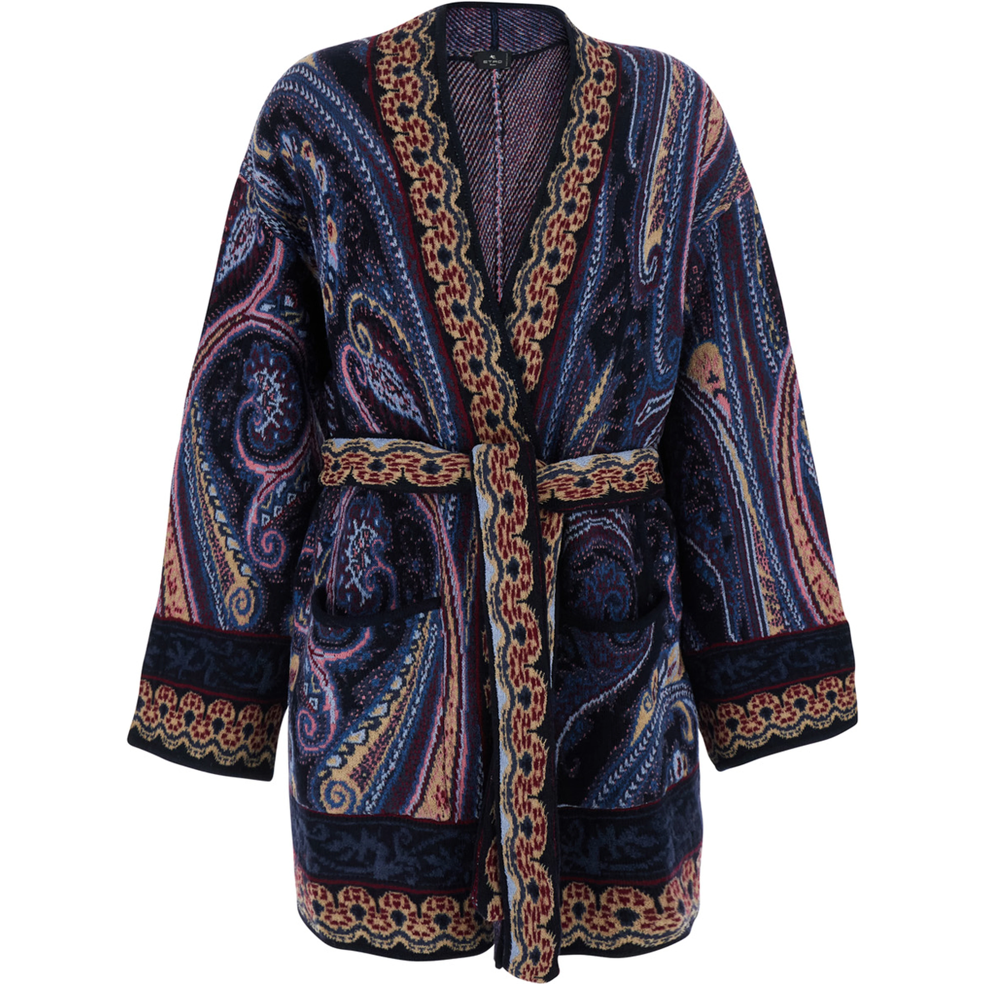Multicolor Cardigan with V-neck and all-over print in Blend wool for women