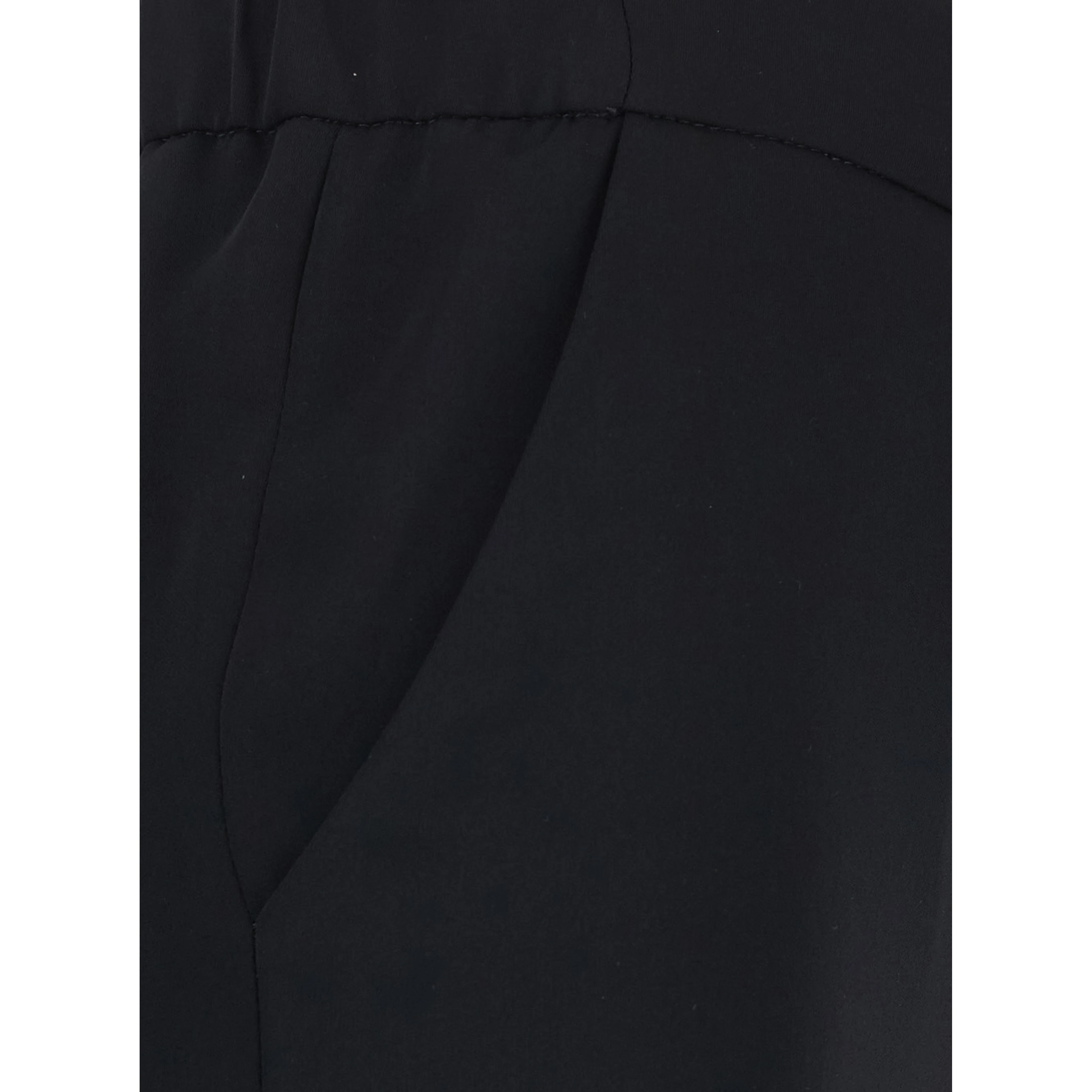 Black Pants with Elastic Waist and Wide Leg in Fabric for Women
