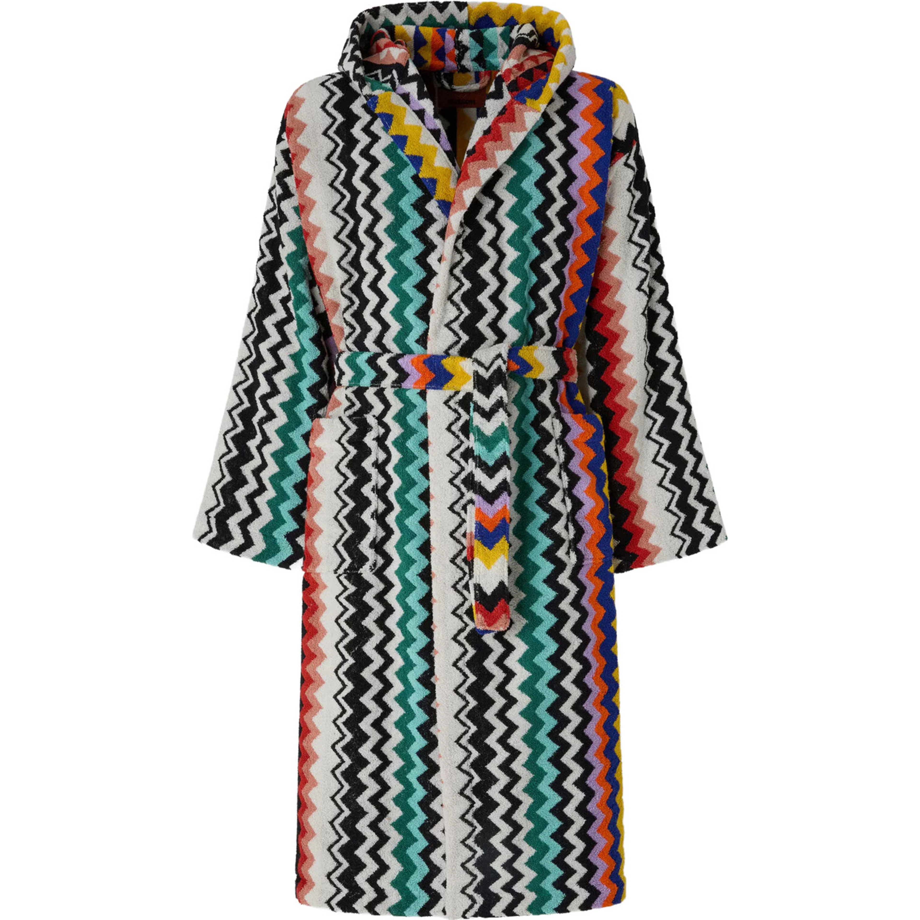 multicolor Hooded bathrobe with all-over Zig-Zag motif in cotton home
