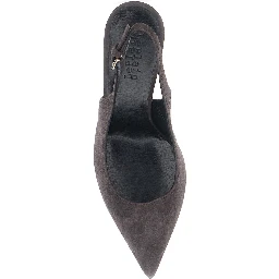 Pointed Toe Heels with Adjustable Strap in Brown Suede for Women