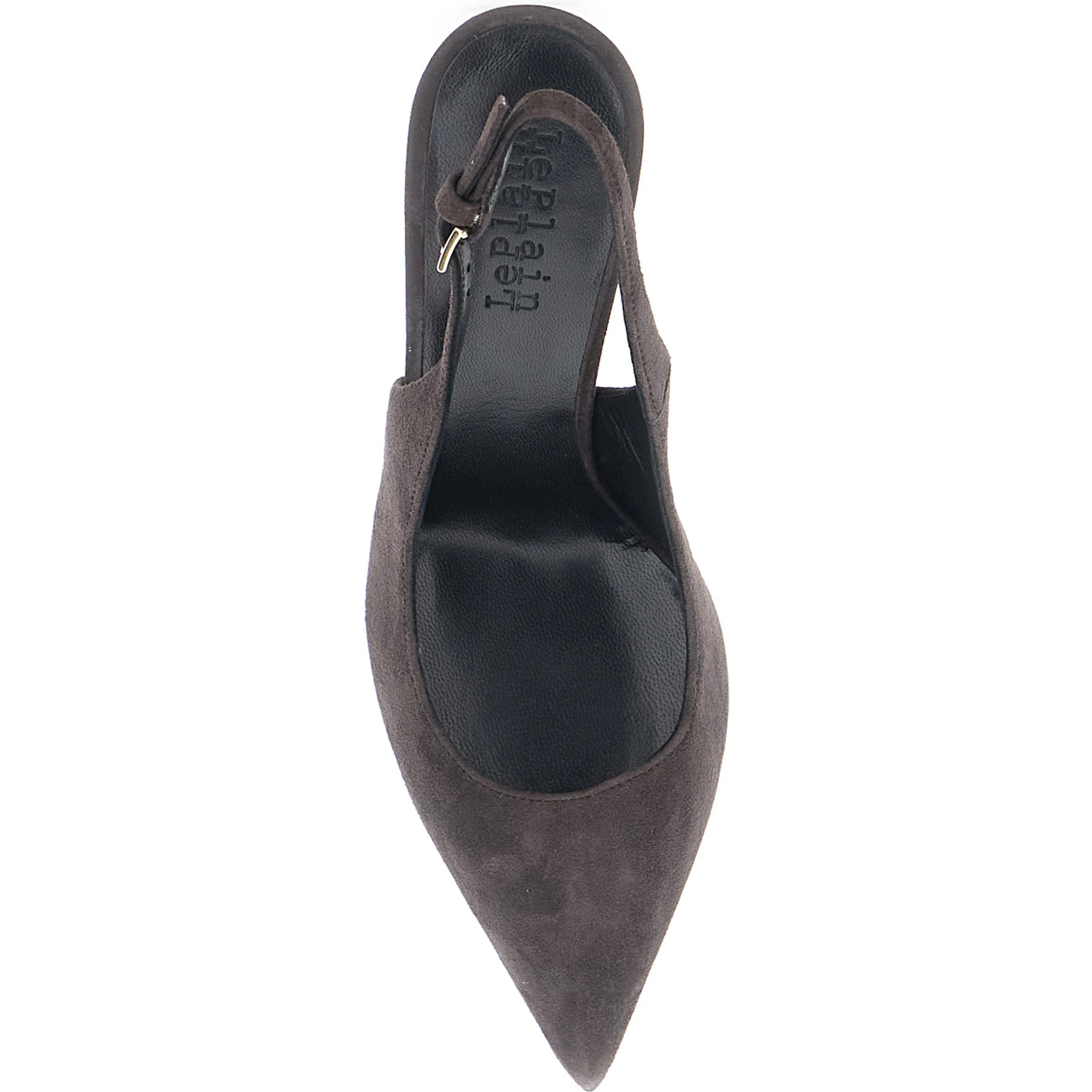 Pointed Toe Heels with Adjustable Strap in Brown Suede for Women