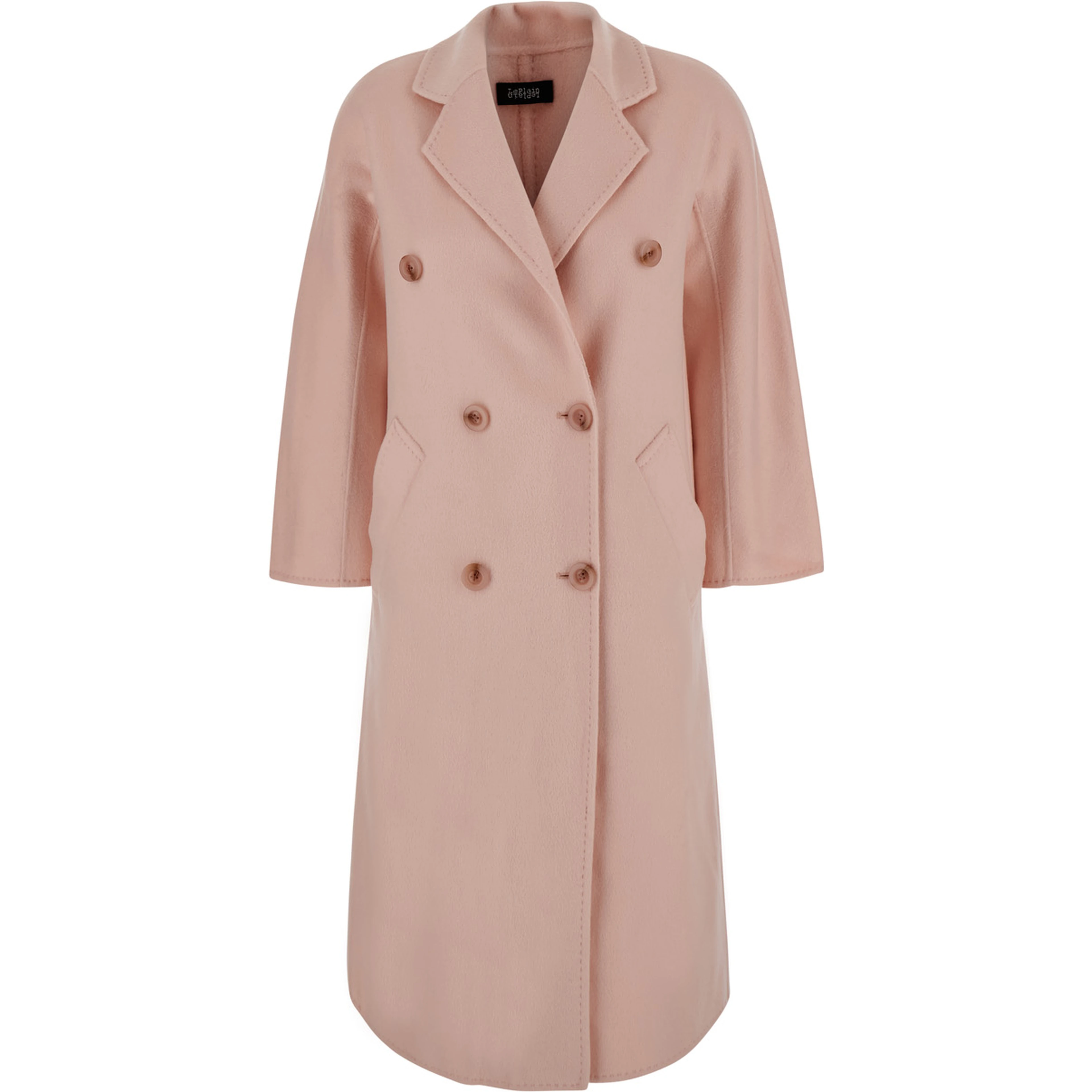 Pink double-breasted coat with classic lapels in wool women