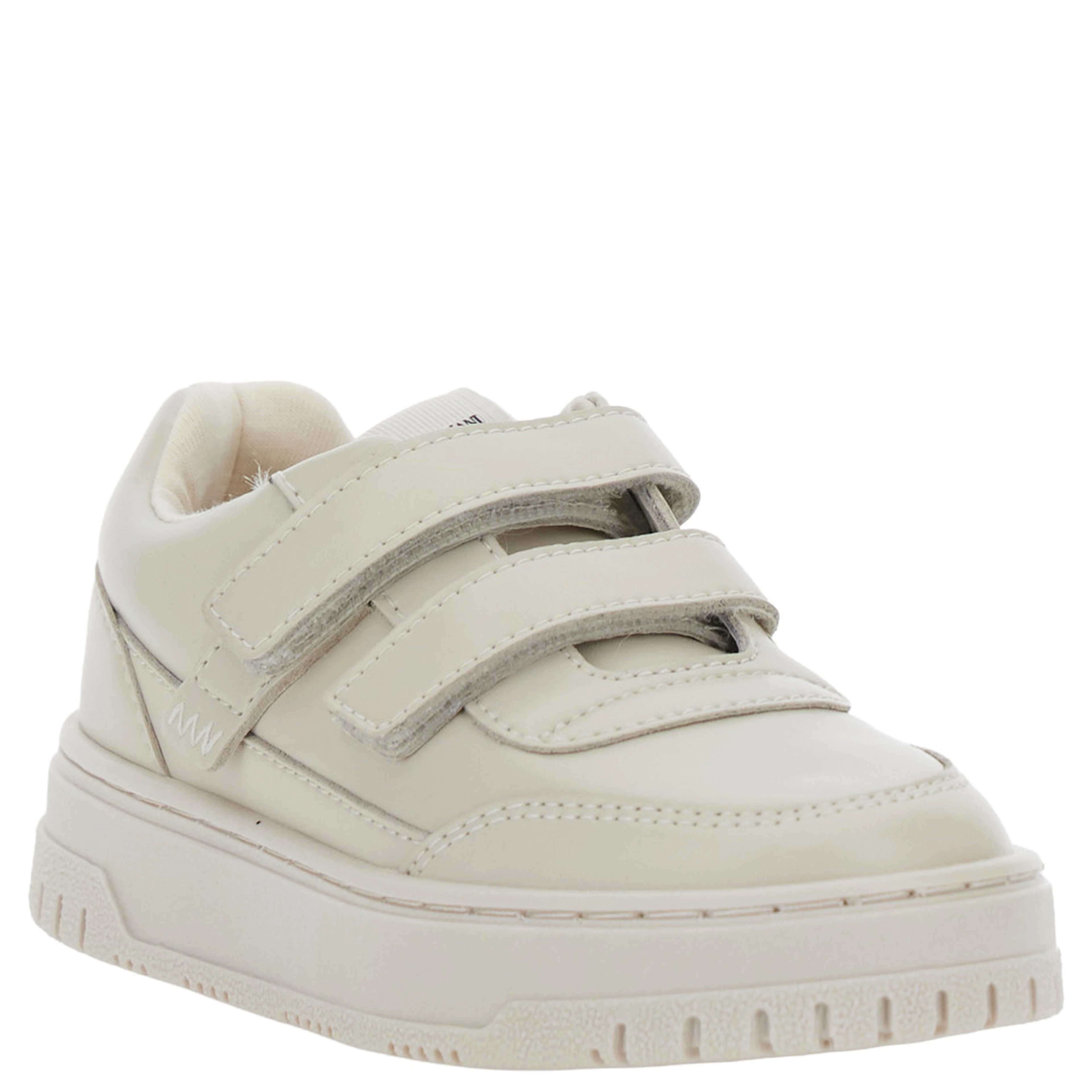 Beige Low Top Sneakers with Logo Patch on the Tongue in Leather Boy