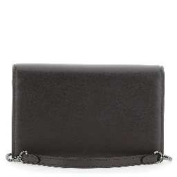 brown wallet with front logo lettering in leather Women