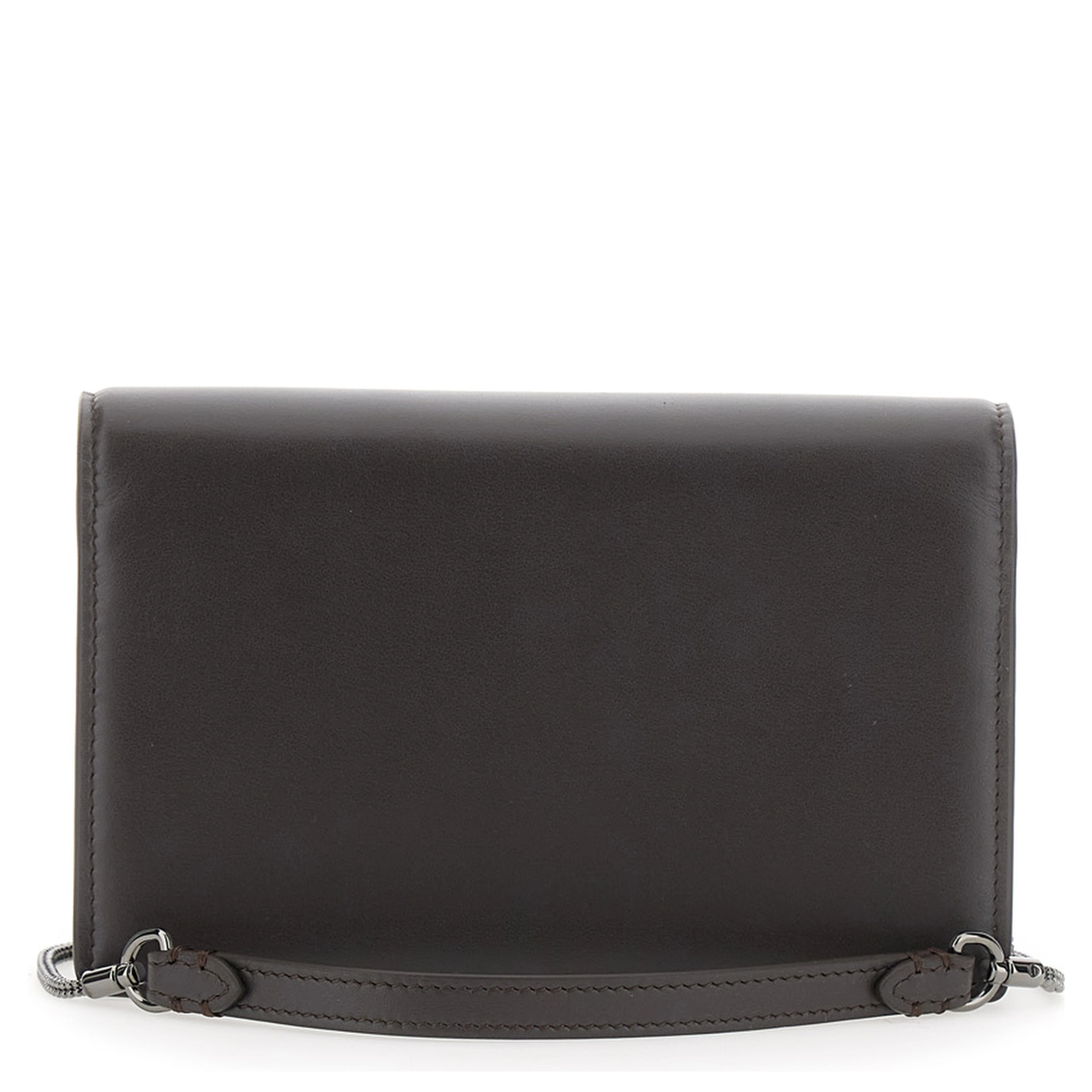 brown wallet with front logo lettering in leather Women