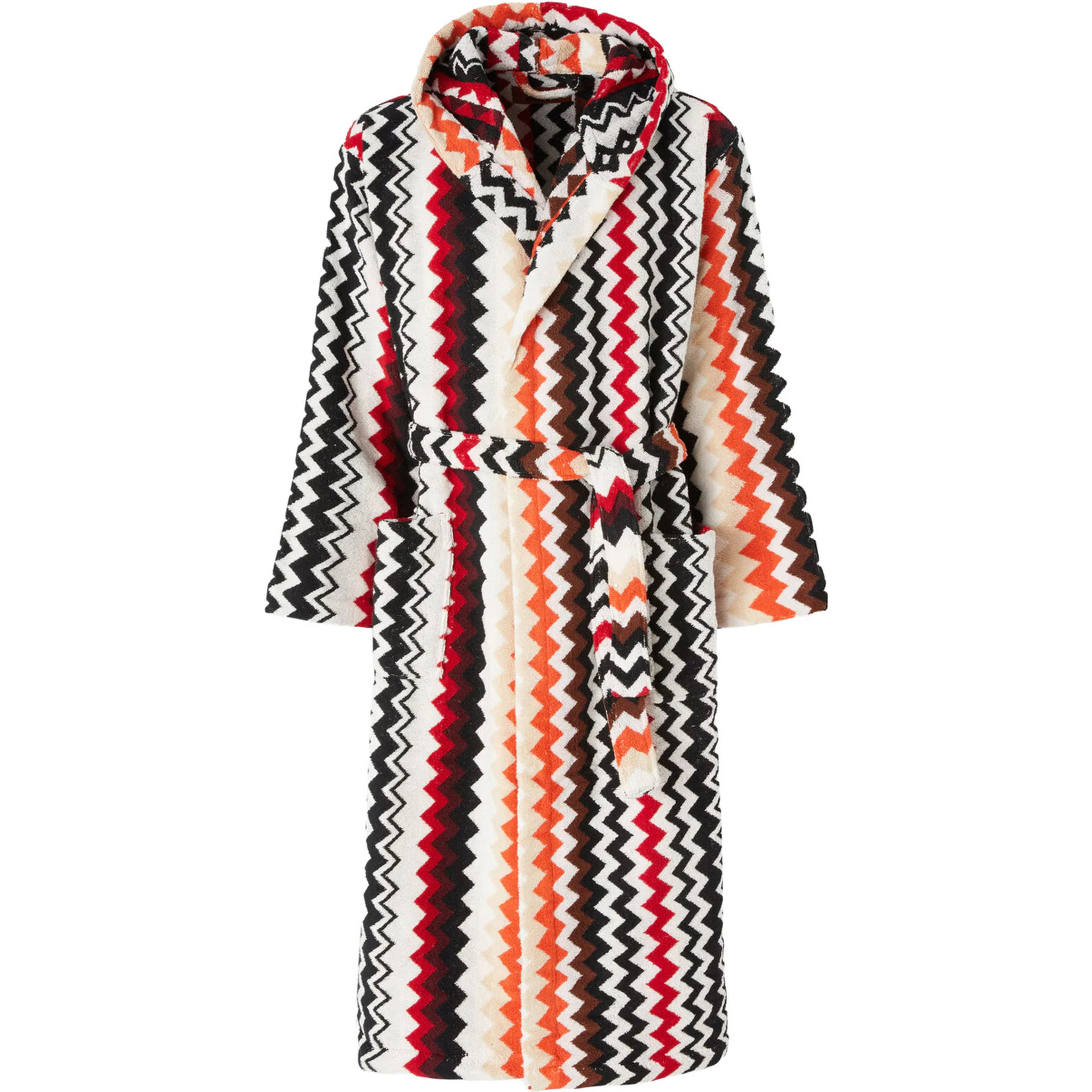 multicolor Hooded bathrobe with all-over Zig-Zag motif in cotton home